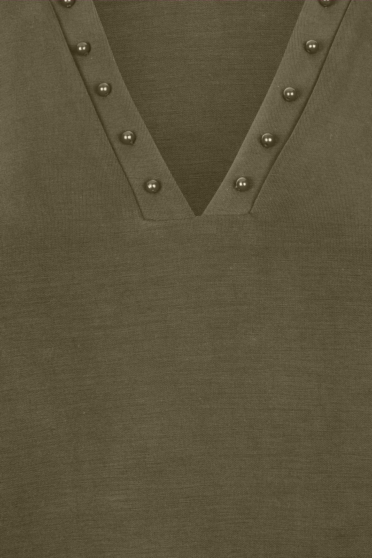 SWEATER “V” STUDS MODAL MOSS GREEN 3