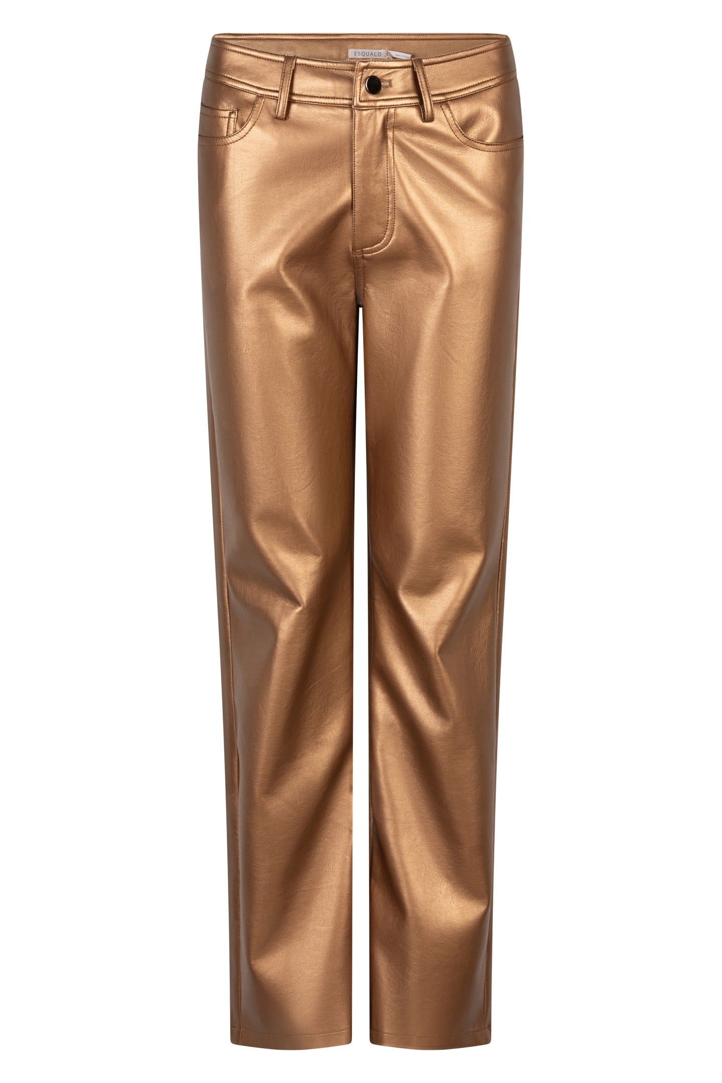 TROUSERS 5 POCKET VEGAN LEATHER BRANDY 4