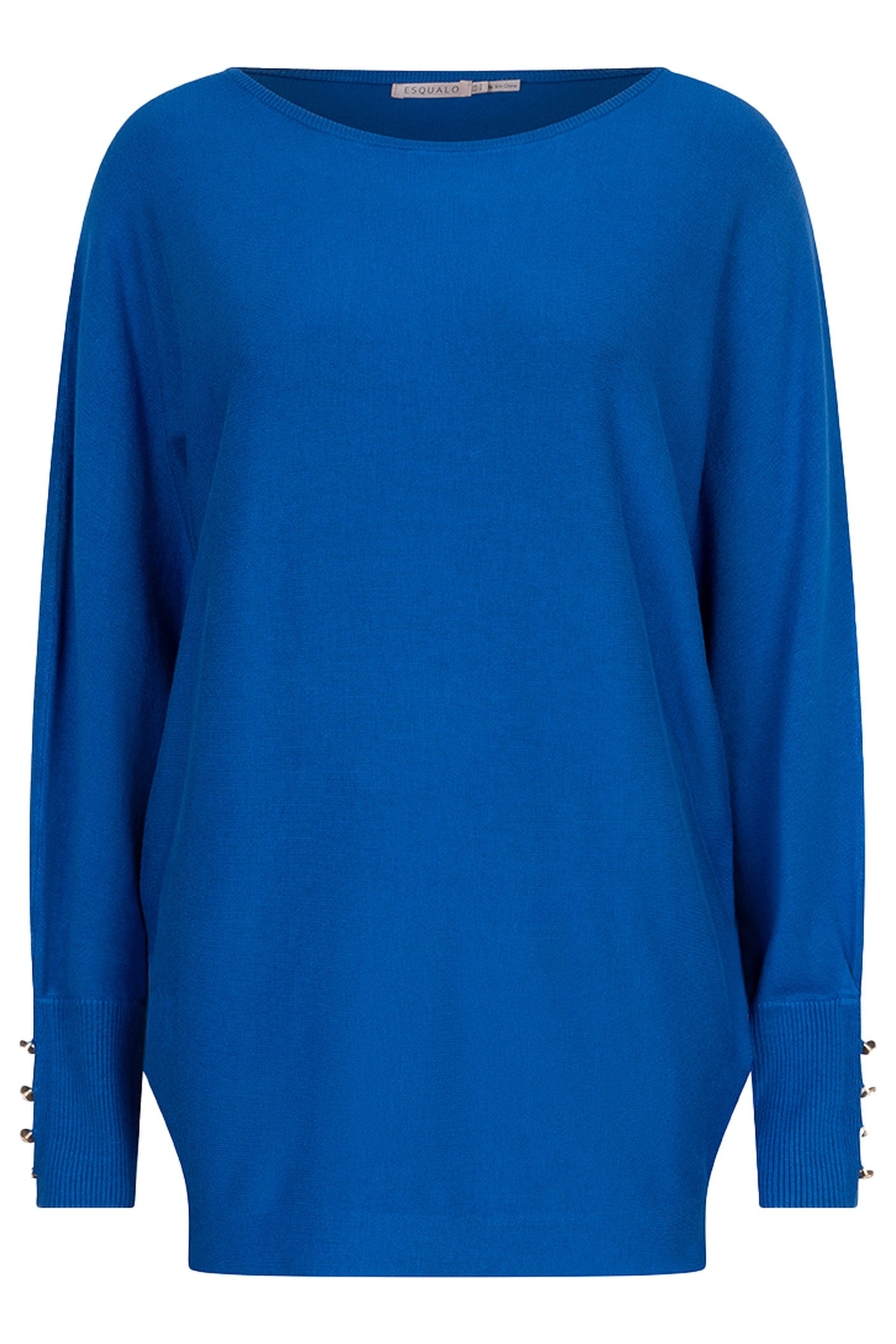 SWEATER BATWING BUTTONED CUFF BASIC KNIT BRILLIANT BLUE 4