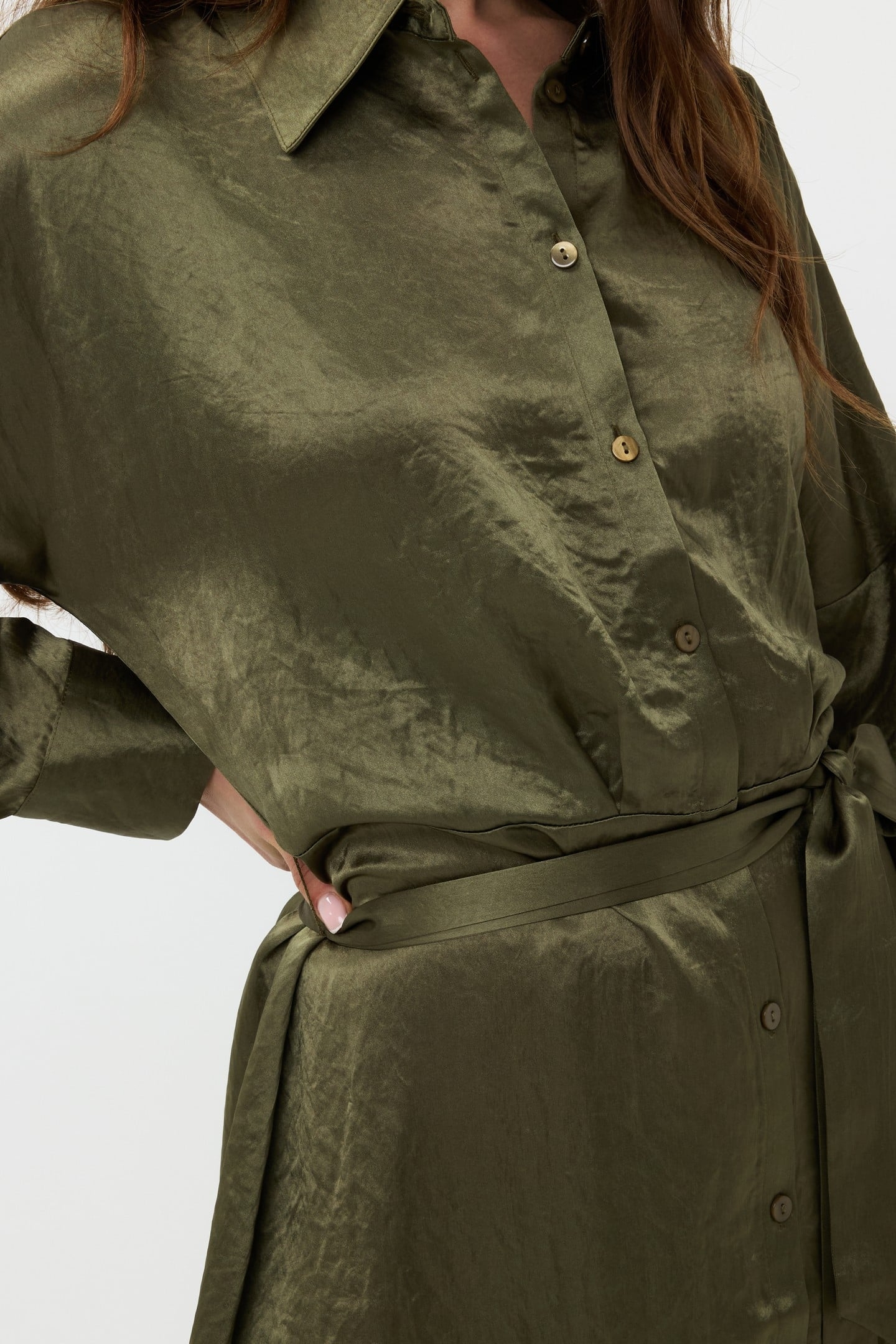 DRESS CRUSHED SATIN MOSS GREEN 7