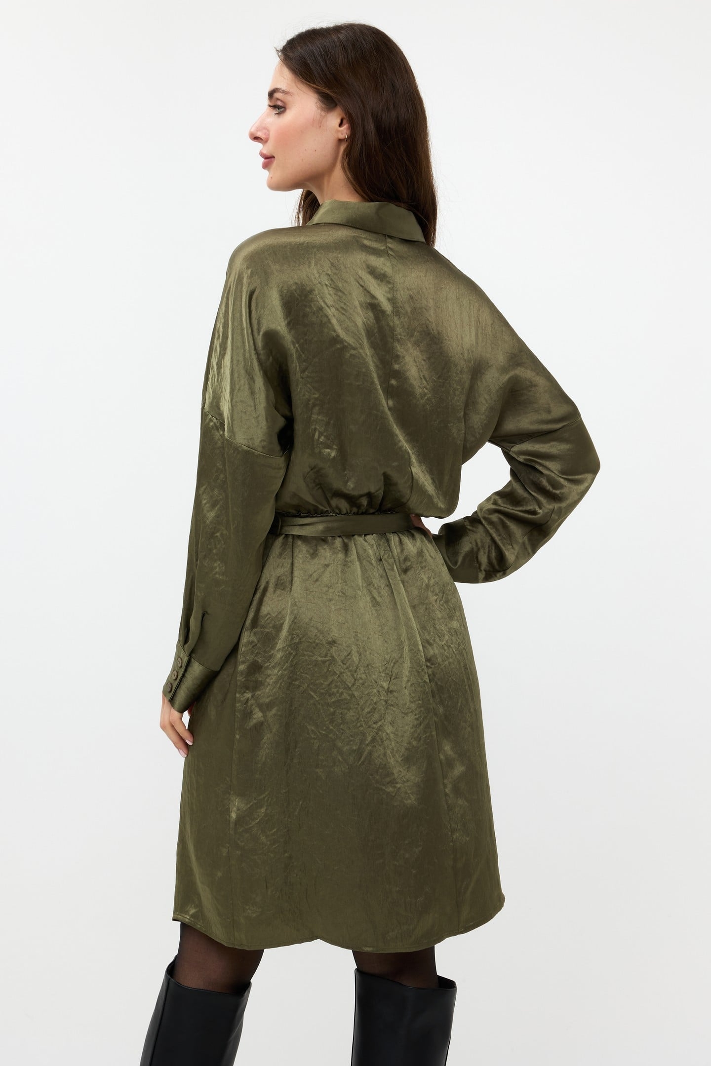 DRESS CRUSHED SATIN MOSS GREEN 3