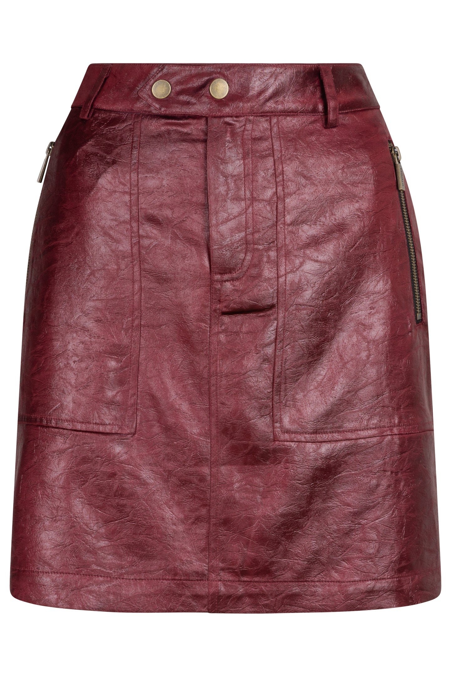 SKIRT ZIPPER METALLIC CRINKLE WINE RED 5