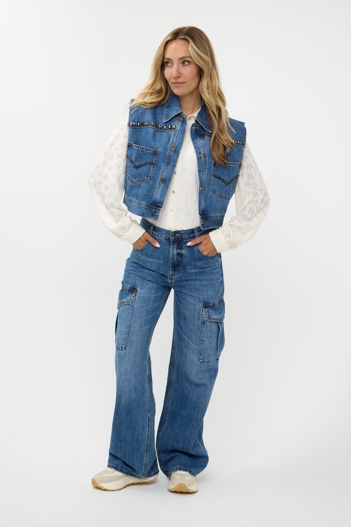 GILET DENIM STONES JEANS BLUE 4