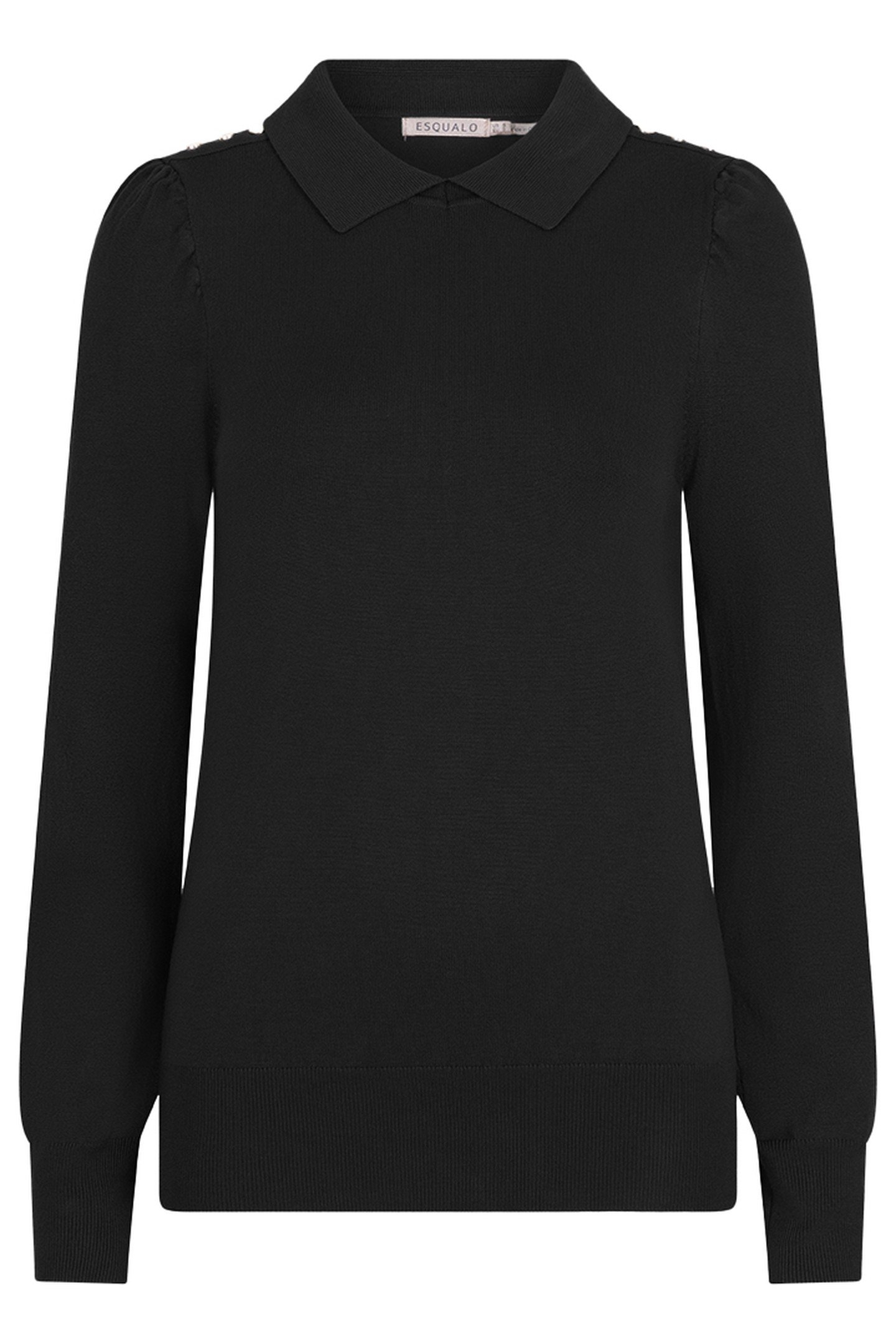 SWEATER COLLAR BASIC KNIT BLACK 1