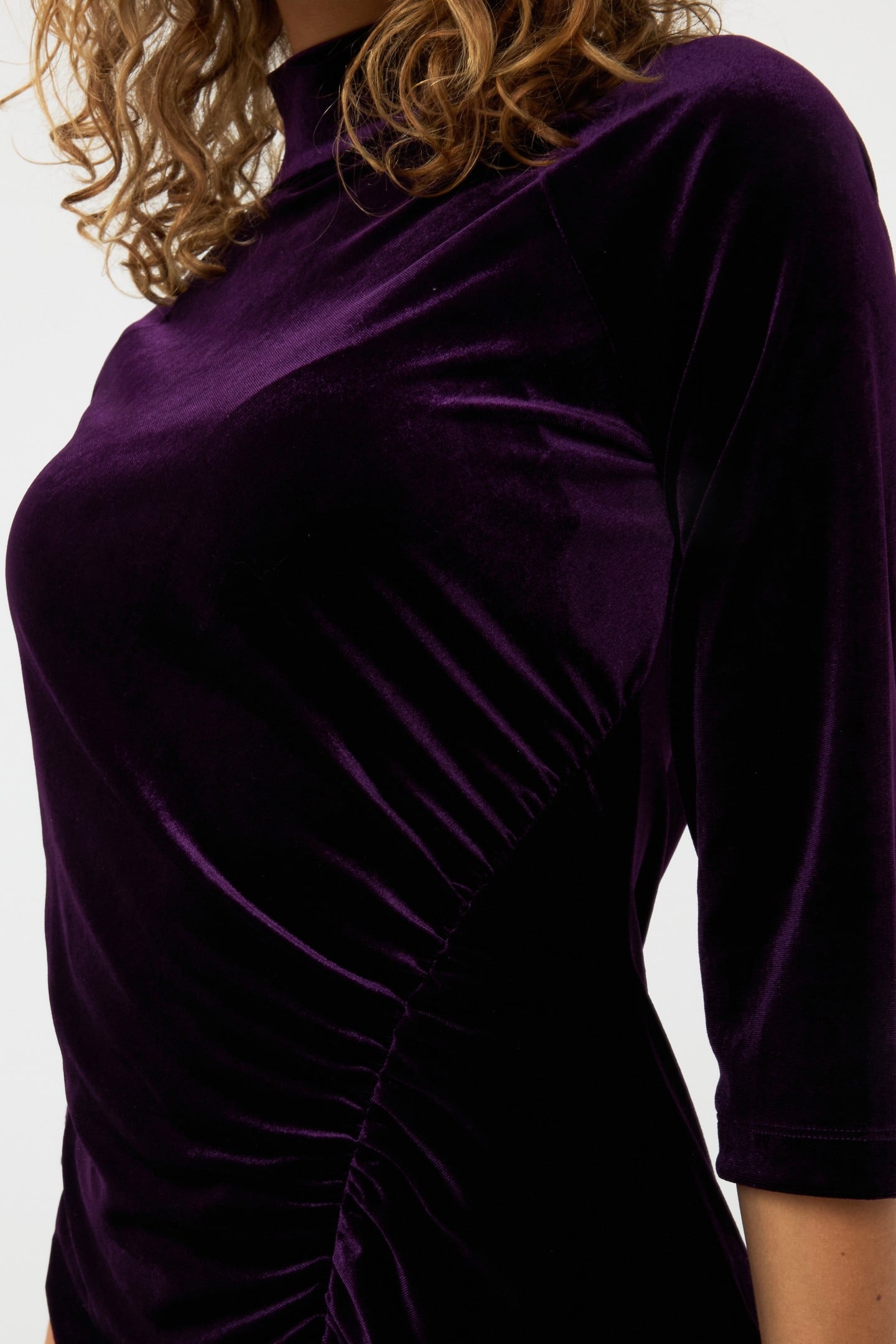 DRESS VELOURS GATHERING DARK PURPLE 6