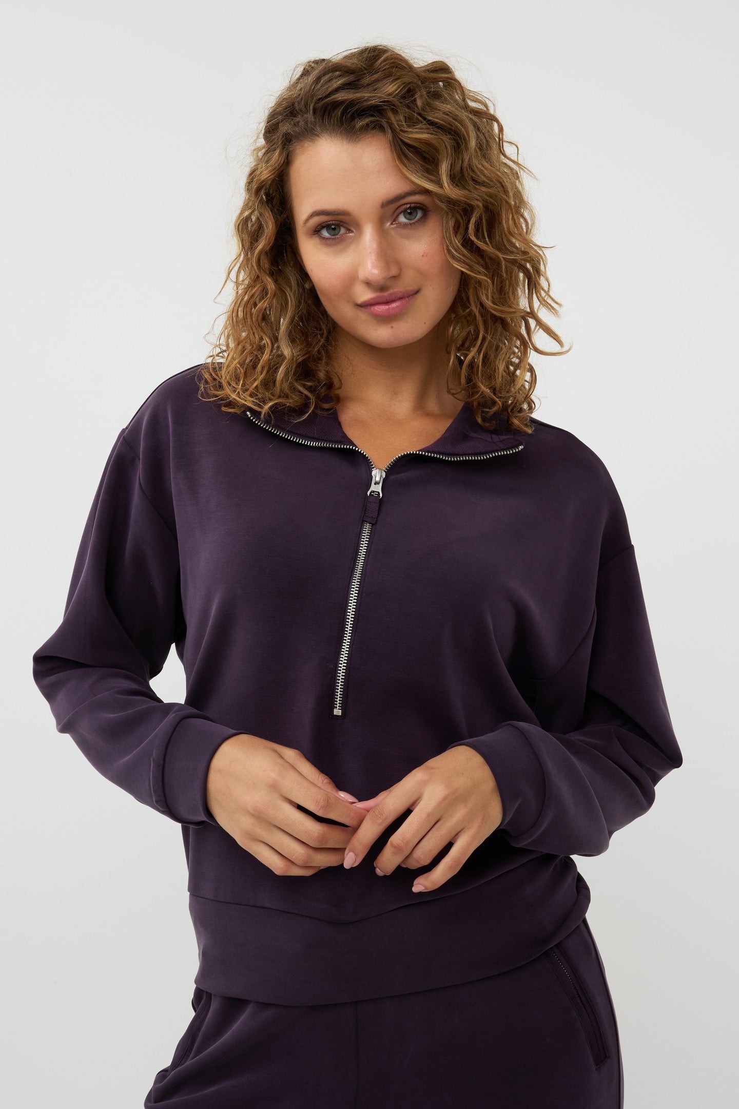 SWEATER ZIPPER MODAL DARK PURPLE 2