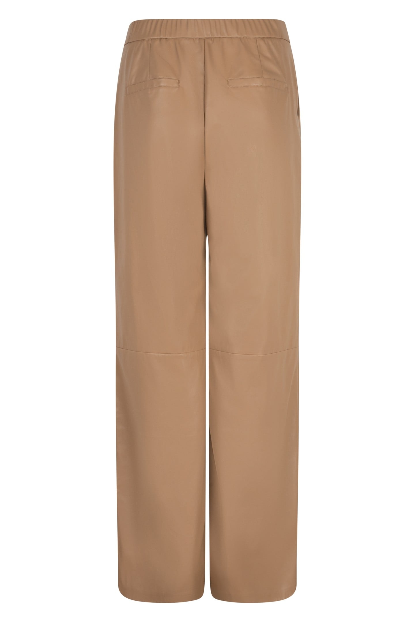 TROUSERS WIDE VEGAN LEATHER SAND 5