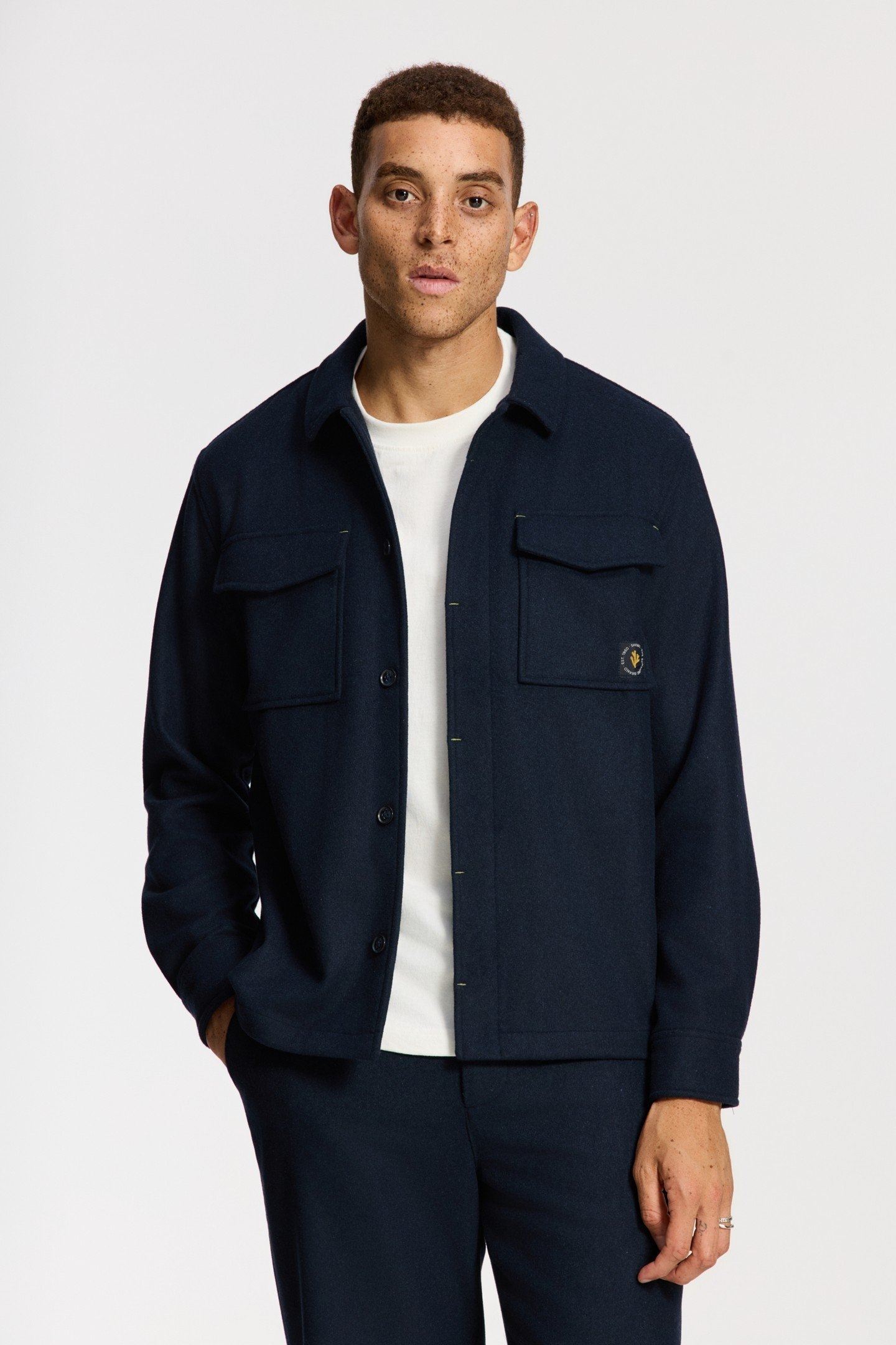 STAN WOOL BLEND LONG SLEEVE SHIRT BLUE DARK NAVY 1