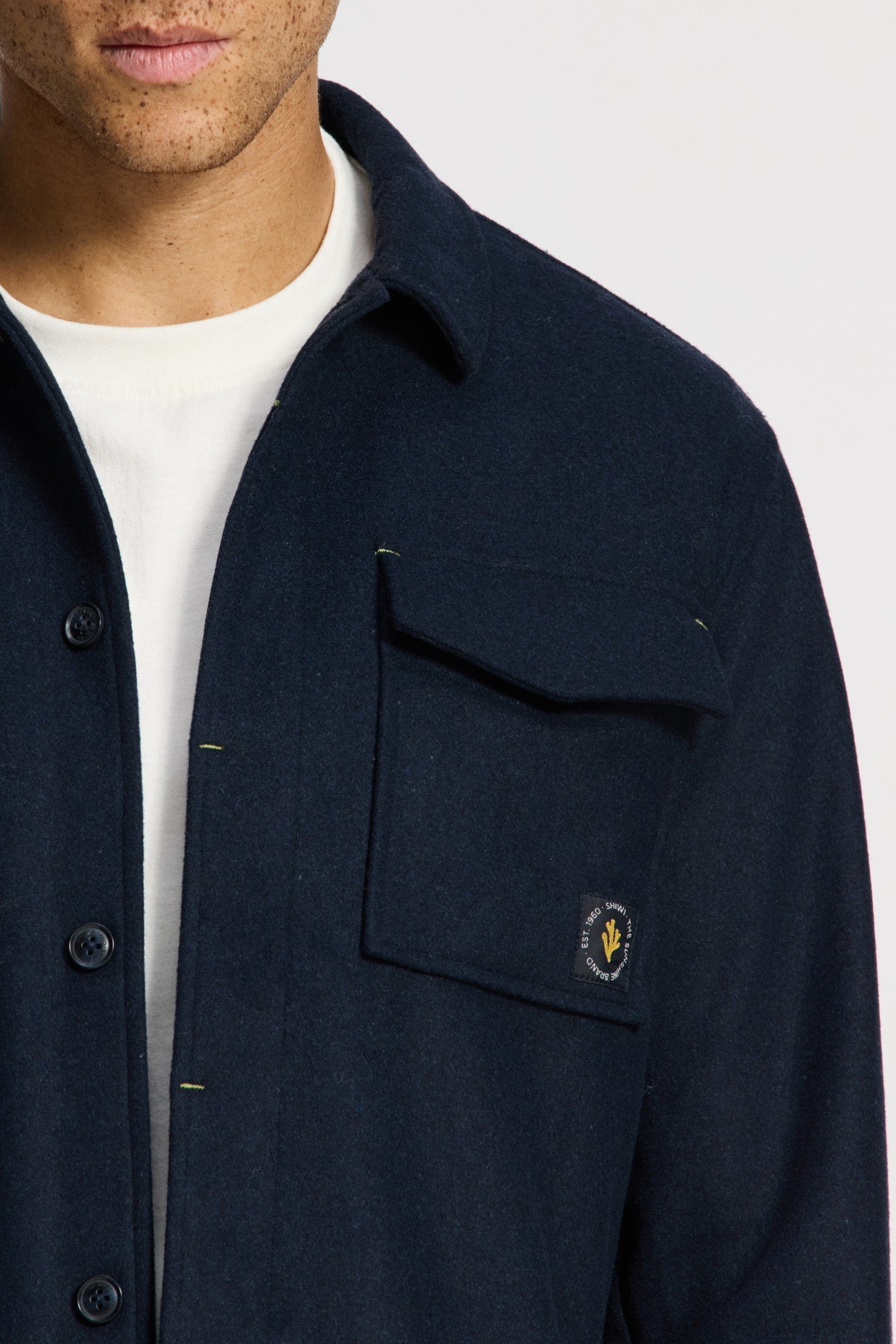 STAN WOOL BLEND LONG SLEEVE SHIRT BLUE DARK NAVY 7