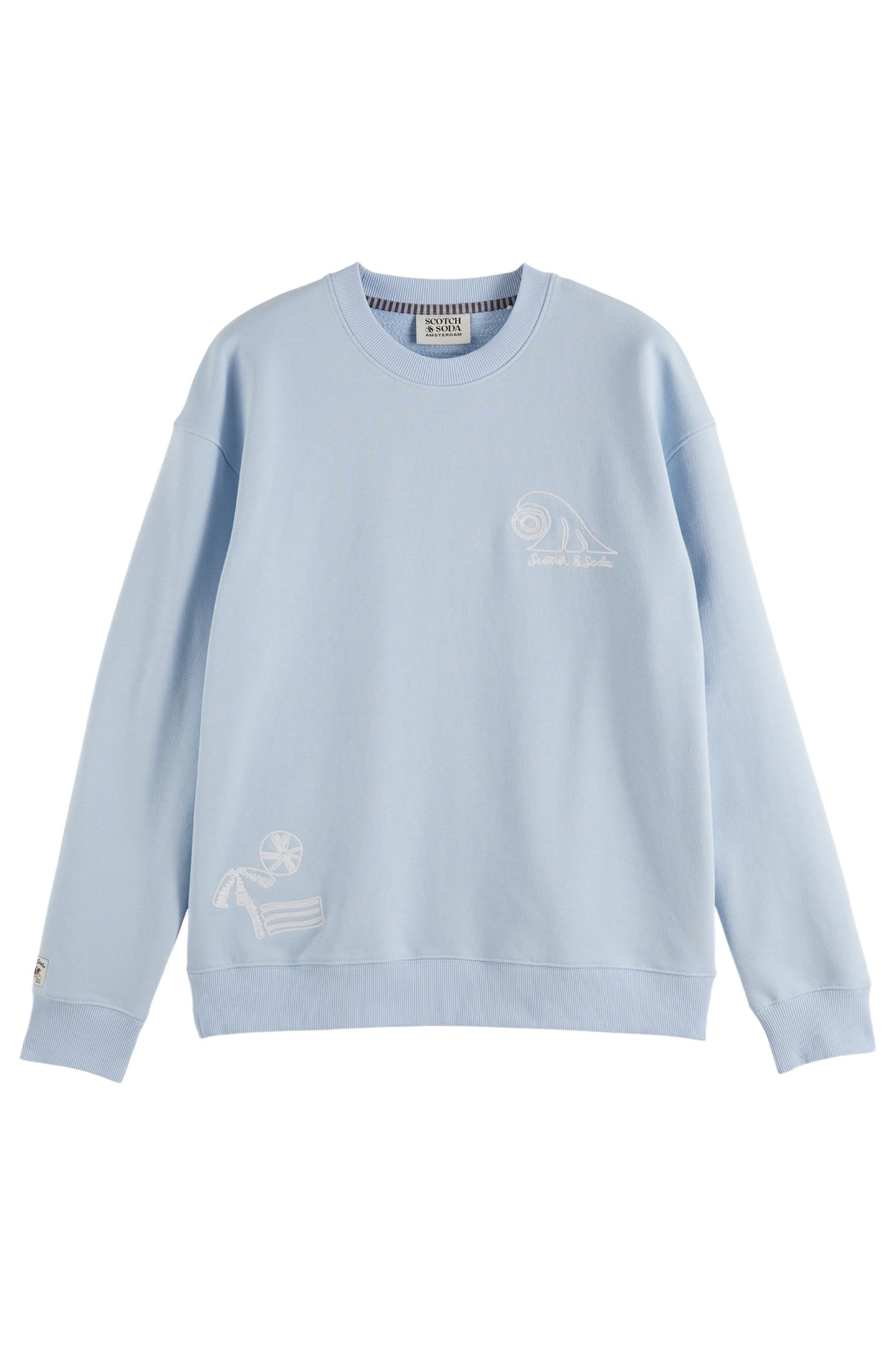 RELAXED-FIT SLUB EMBROIDERED SWEATSHIRT SKY BLUE 1