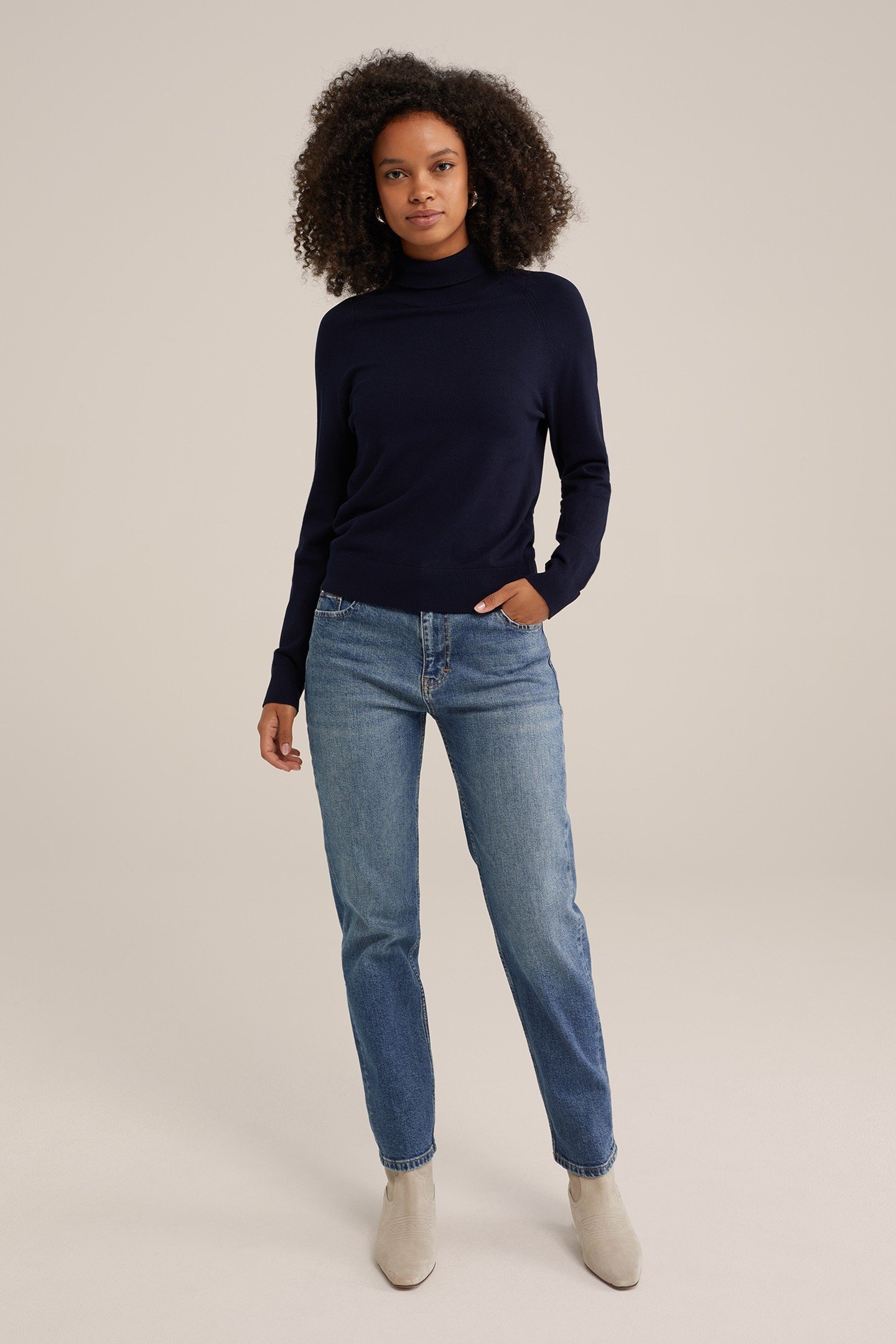 5-POCKET MID WAIST DARK BLUE 2