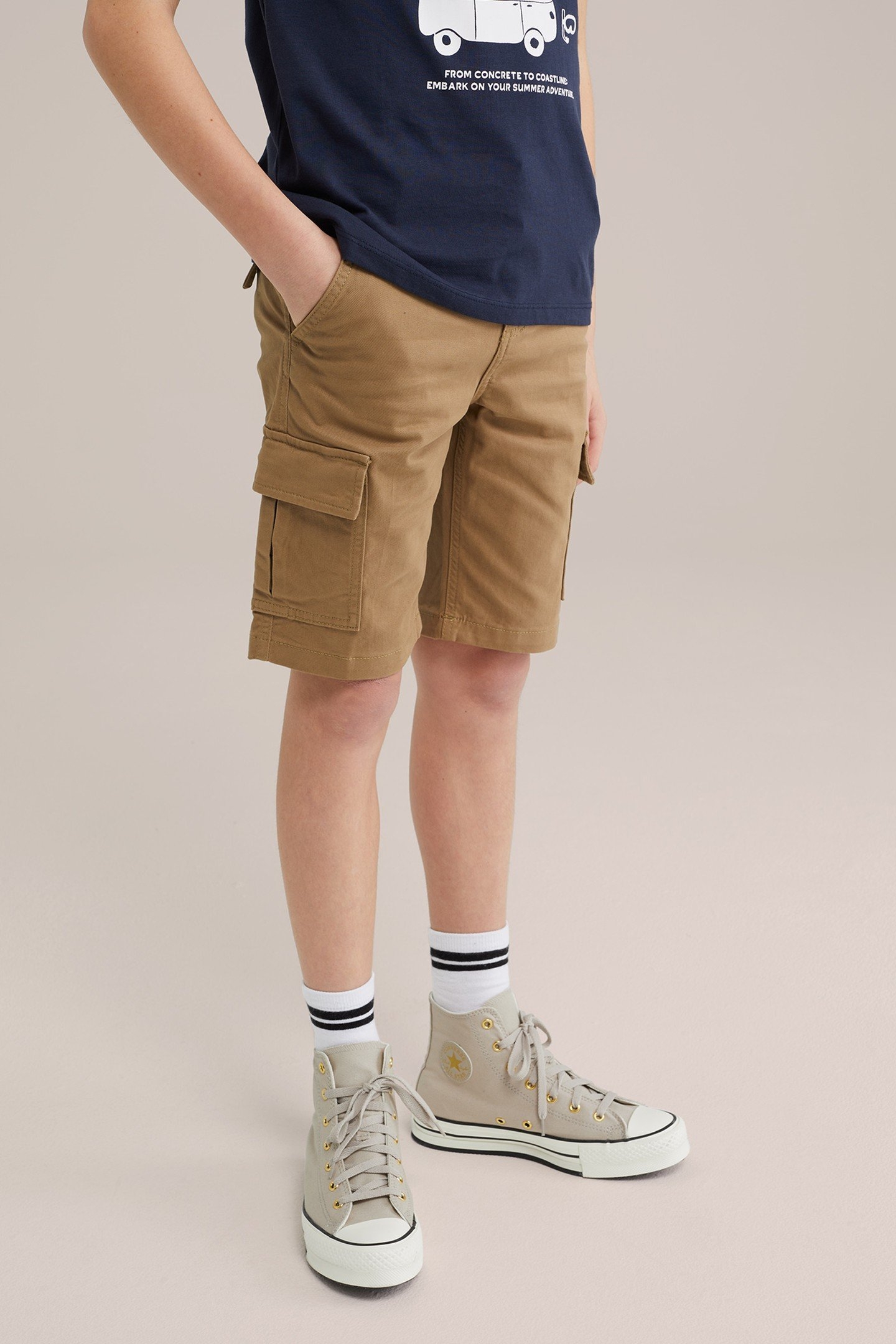 BOYS CARGO PANTS LIGHT BROWN 1