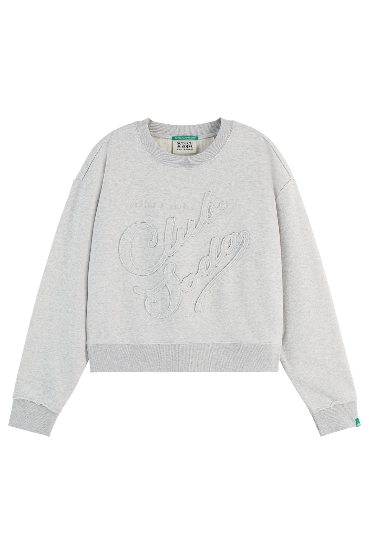 APPLIQUE ARTWORK LOOSE SWEATER LIGHT GREY MELANGE 1