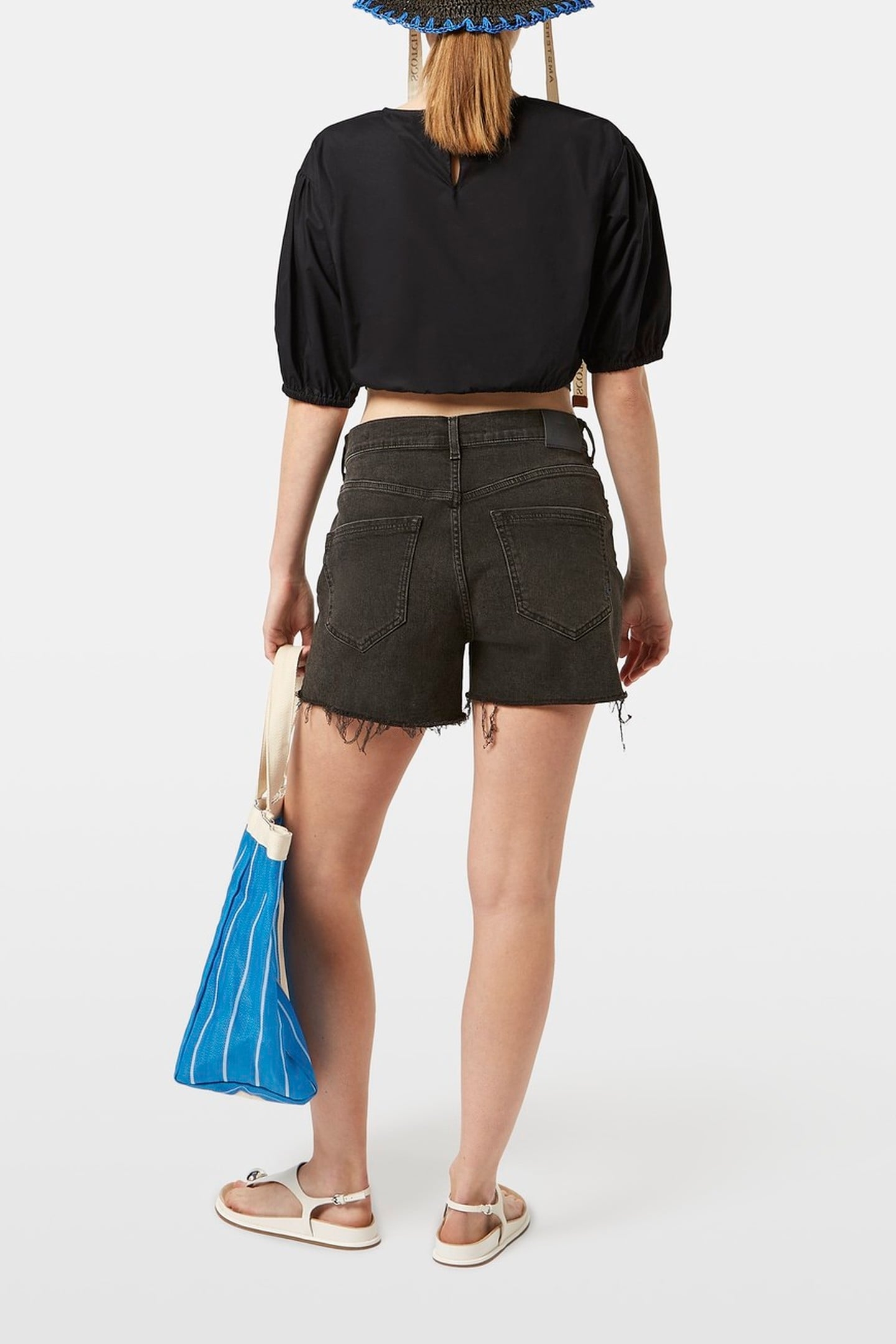 CROPPED POPLIN TOP BLACK 3