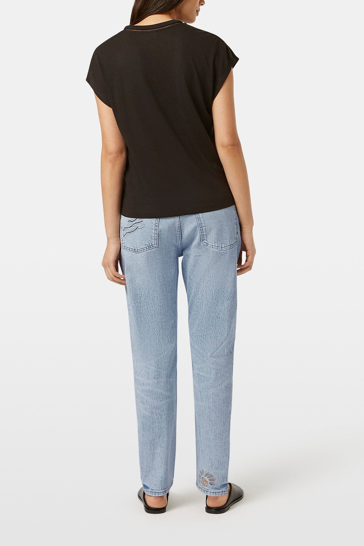 COTTON LINEN V-NECK T-SHIRT PEACH PINK 4