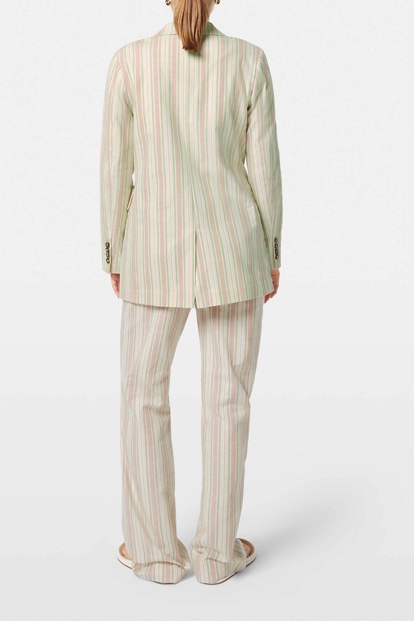 LUREX COTTON BLEND SINGLE BREASTED BLAZER LUREX LINEN STRIPE 3