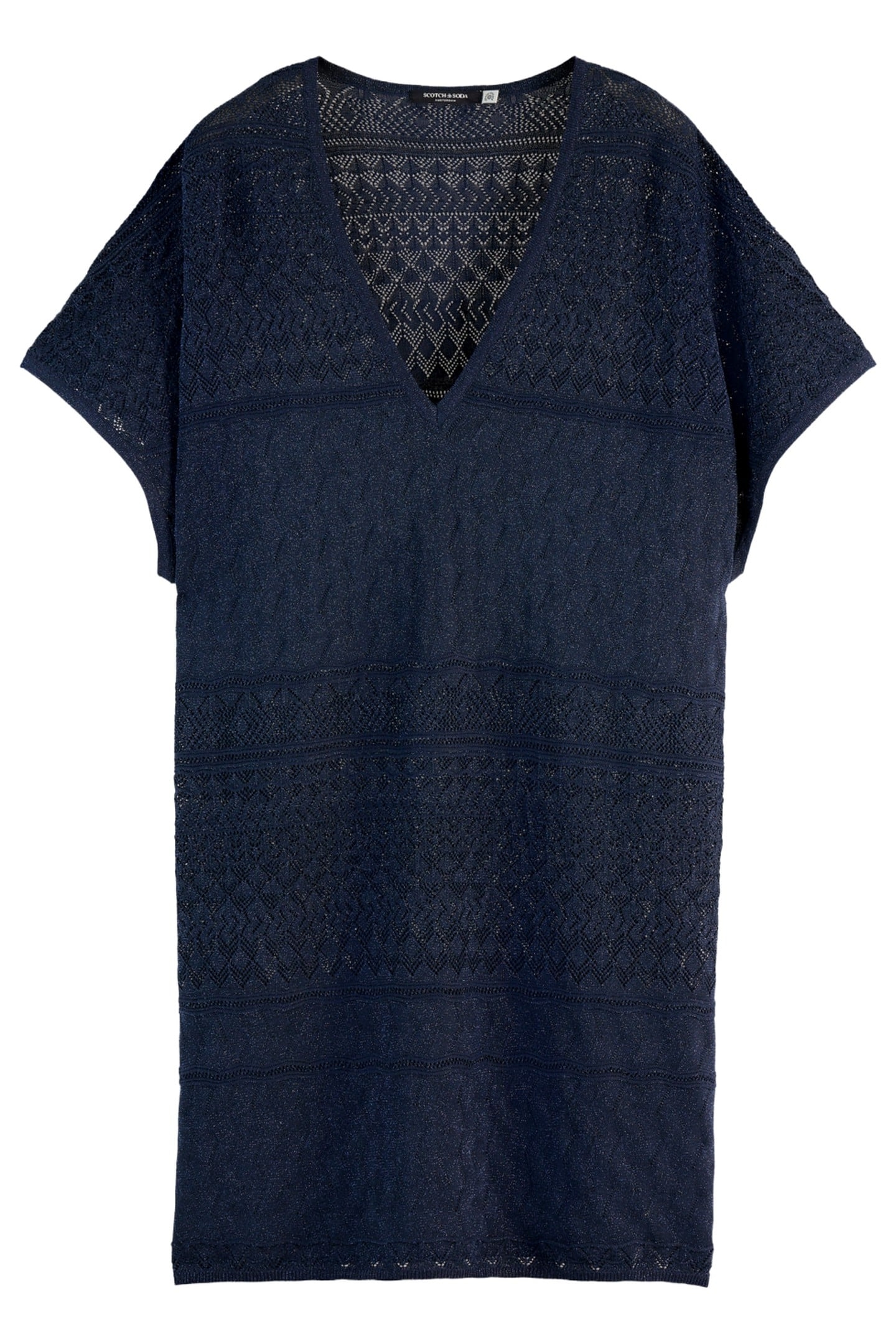 METALLIC POINTELLE KNITTED TUNIC MIDNIGHT BLUE 4