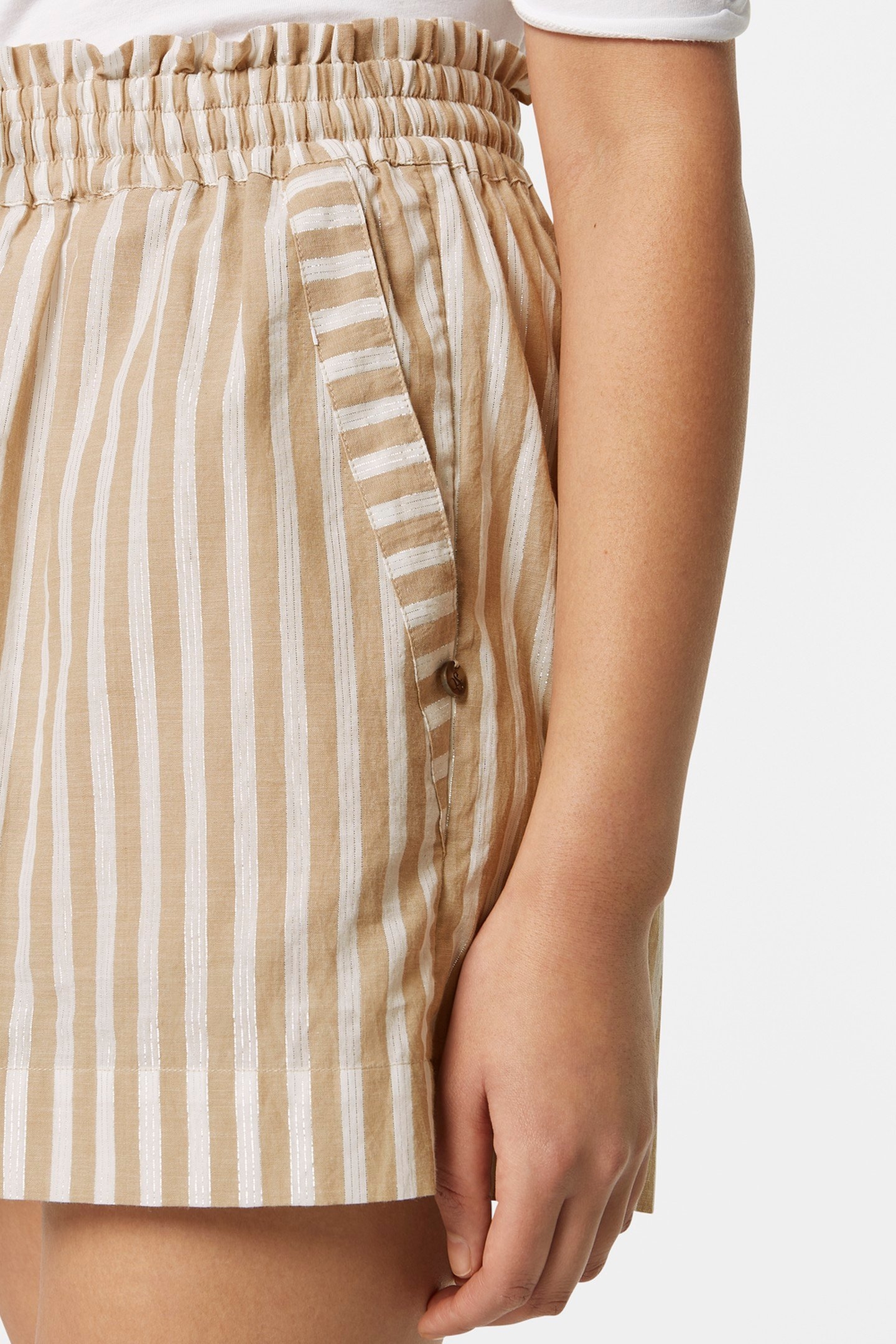 HIGH RISE LUREX STRIPE PRINTED SHORTS BLOCK PRINT 2