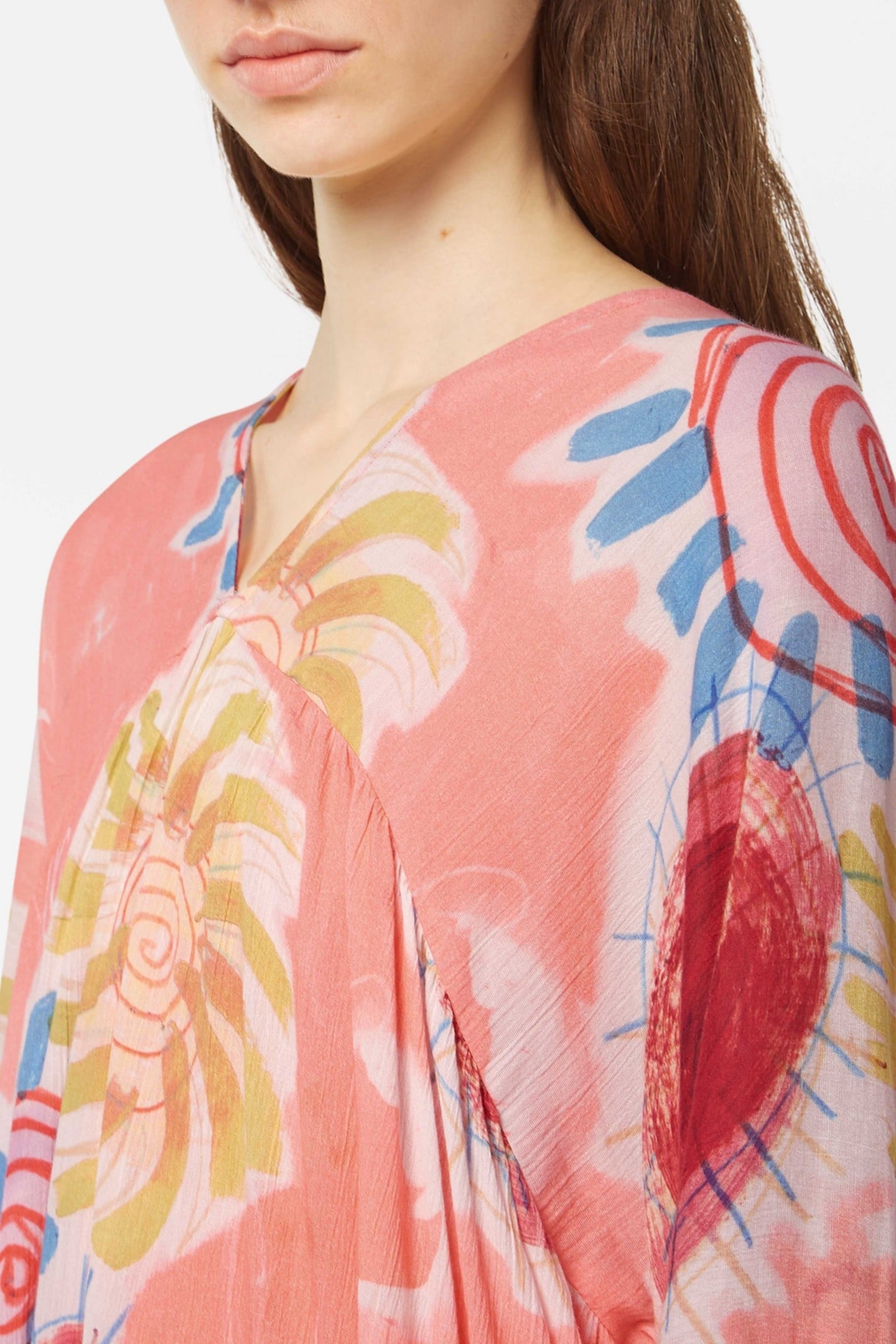 PRINTED CRINKLE MAXI DRESS ABSTRACT SUN PINK 5