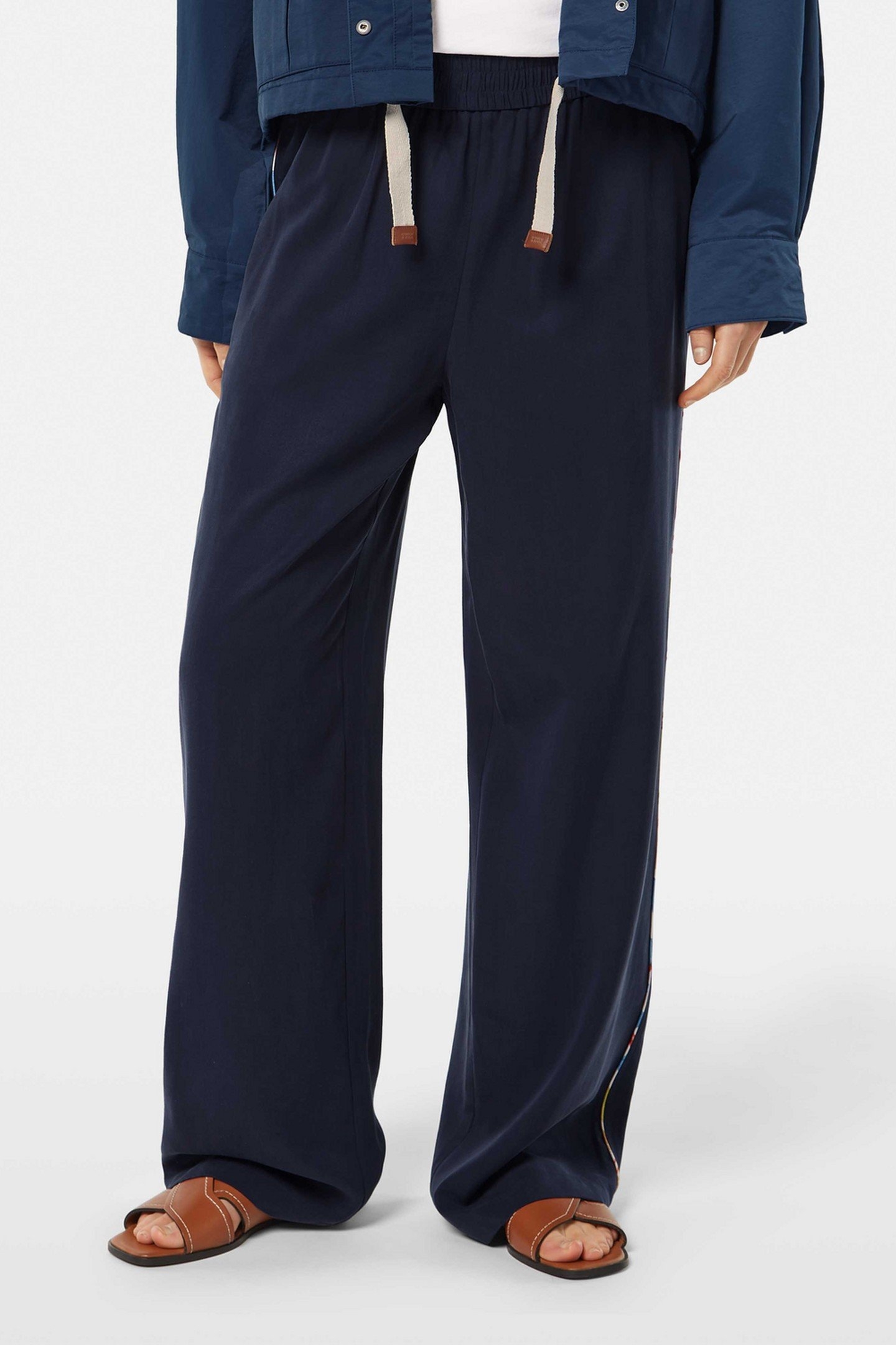 GIA - MID RISE WIDE LEG ELASTICATED TROUSERS MIDNIGHT BLUE 2