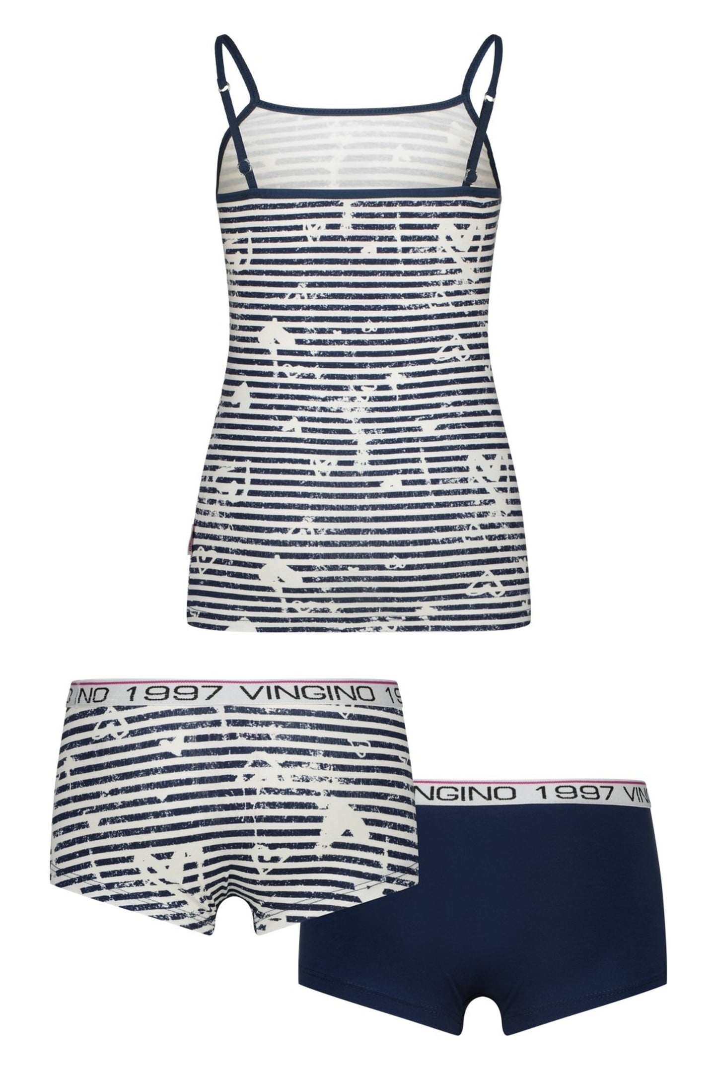 GIRLS G-SO26-5 STRIPE SINGLET SET UNDERWEAR SET DARK BLUE 2