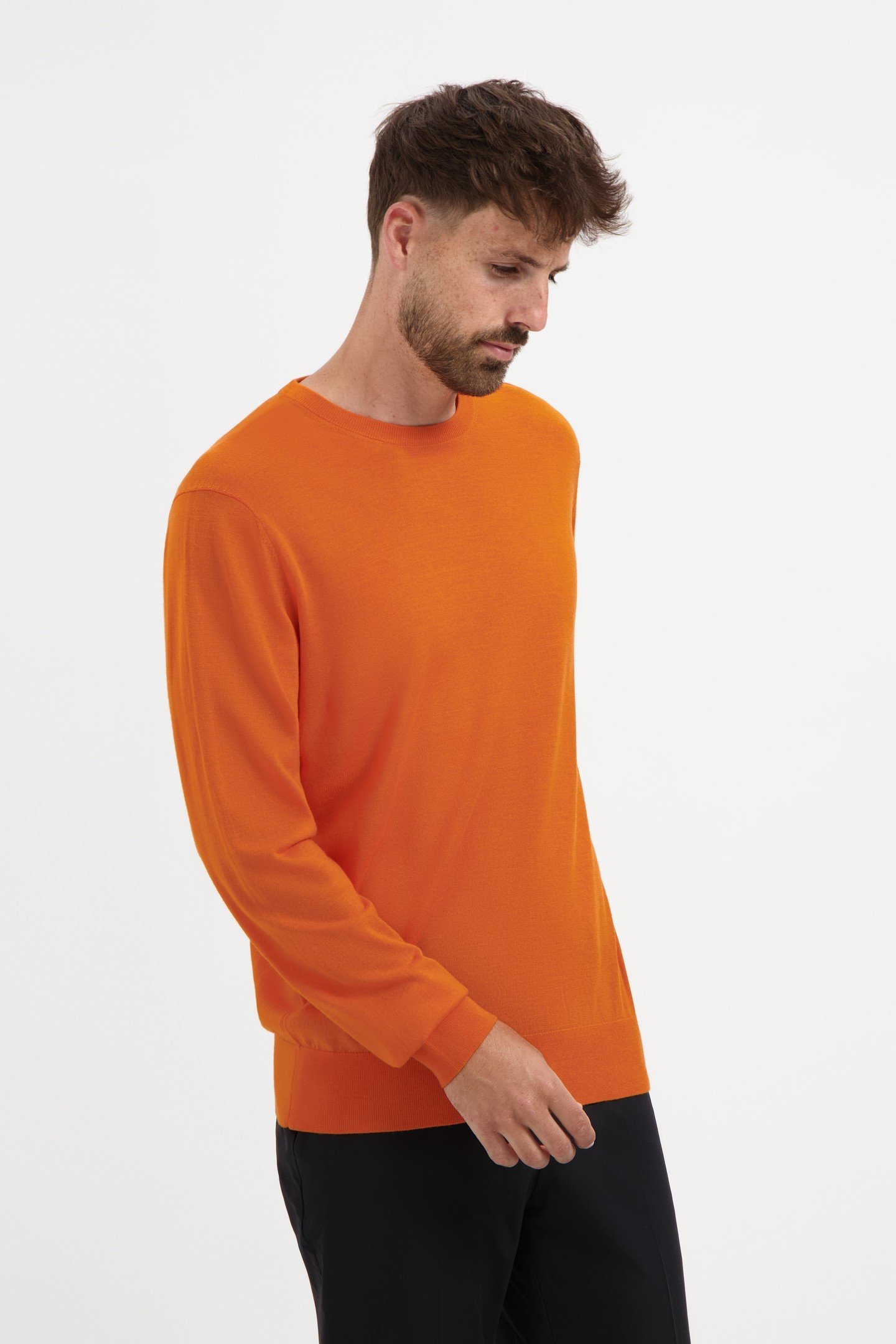 CREW NECK 100% MERINO CURCUMA ORANGE 1
