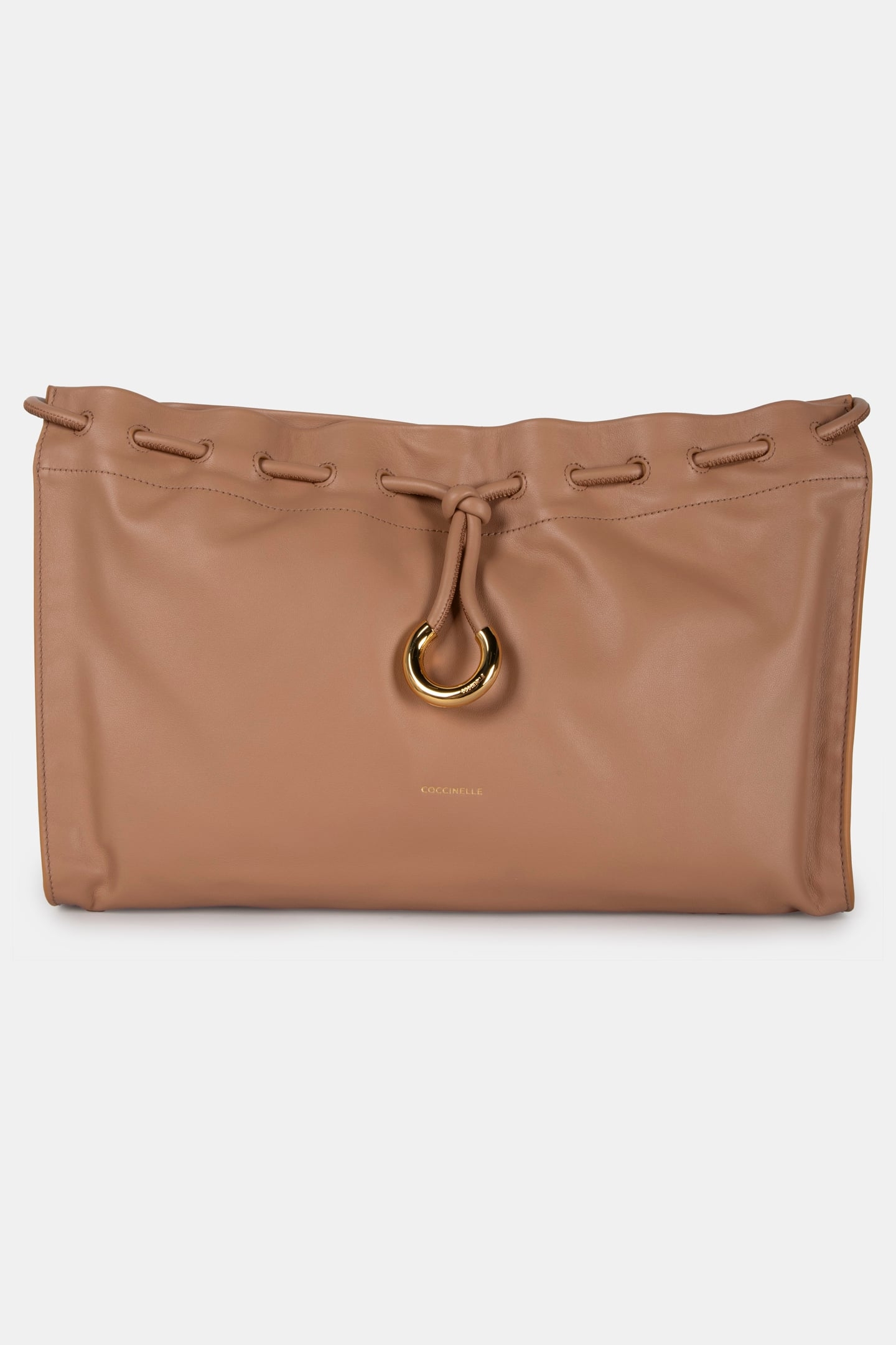 LEATHER LARGE SHOULDER BAG IN BEIGE 2