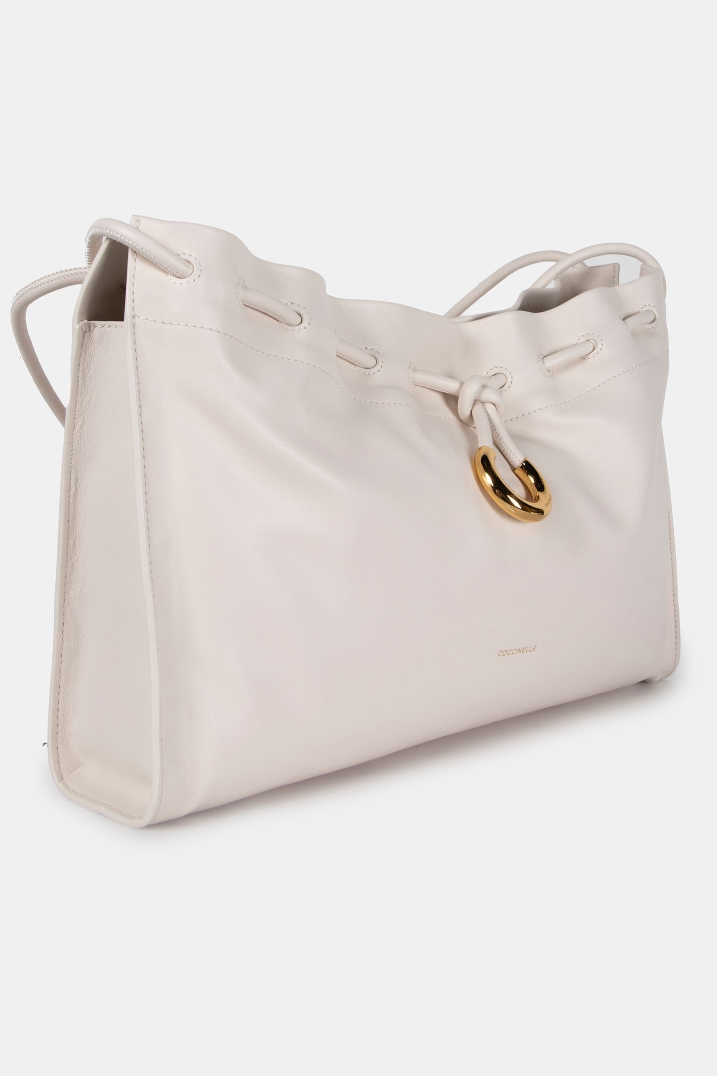 LEATHER LARGE SHOULDER BAG IN CREAM 3