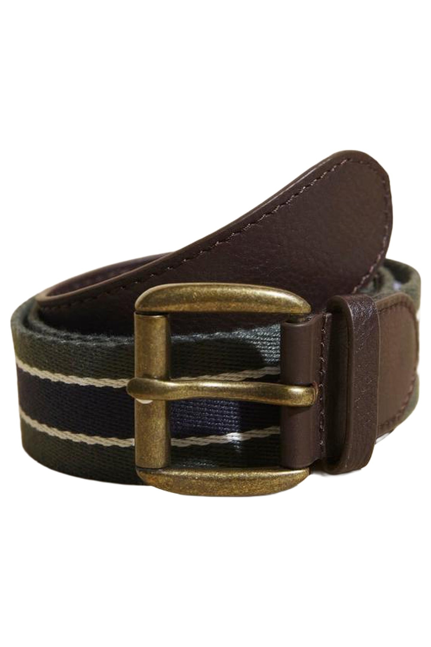 STRIPED WEBBED BELT KHAKI GREEN 1