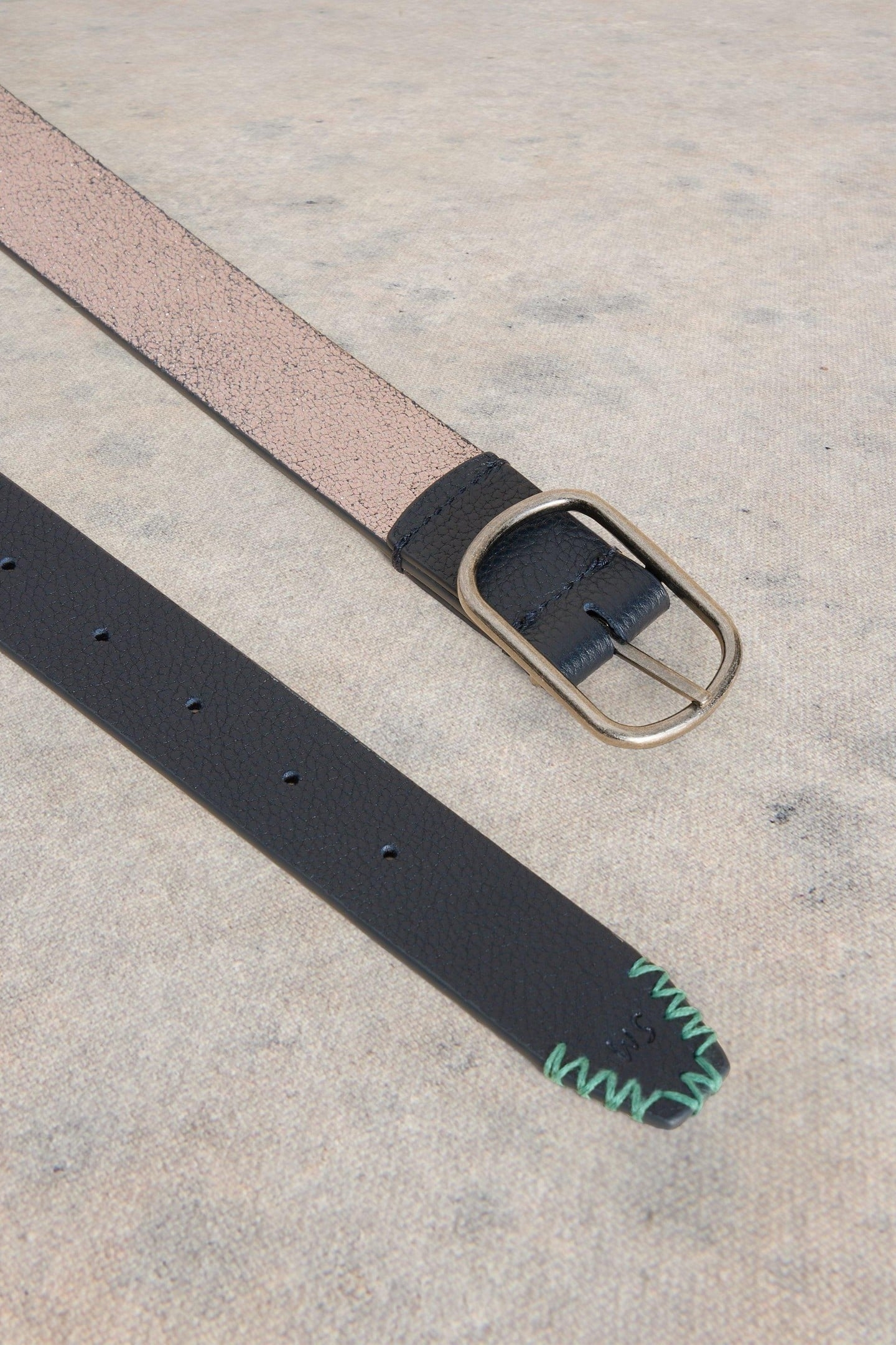 REVERSIBLE LEATHER BELT PEWTER METALLIC 3