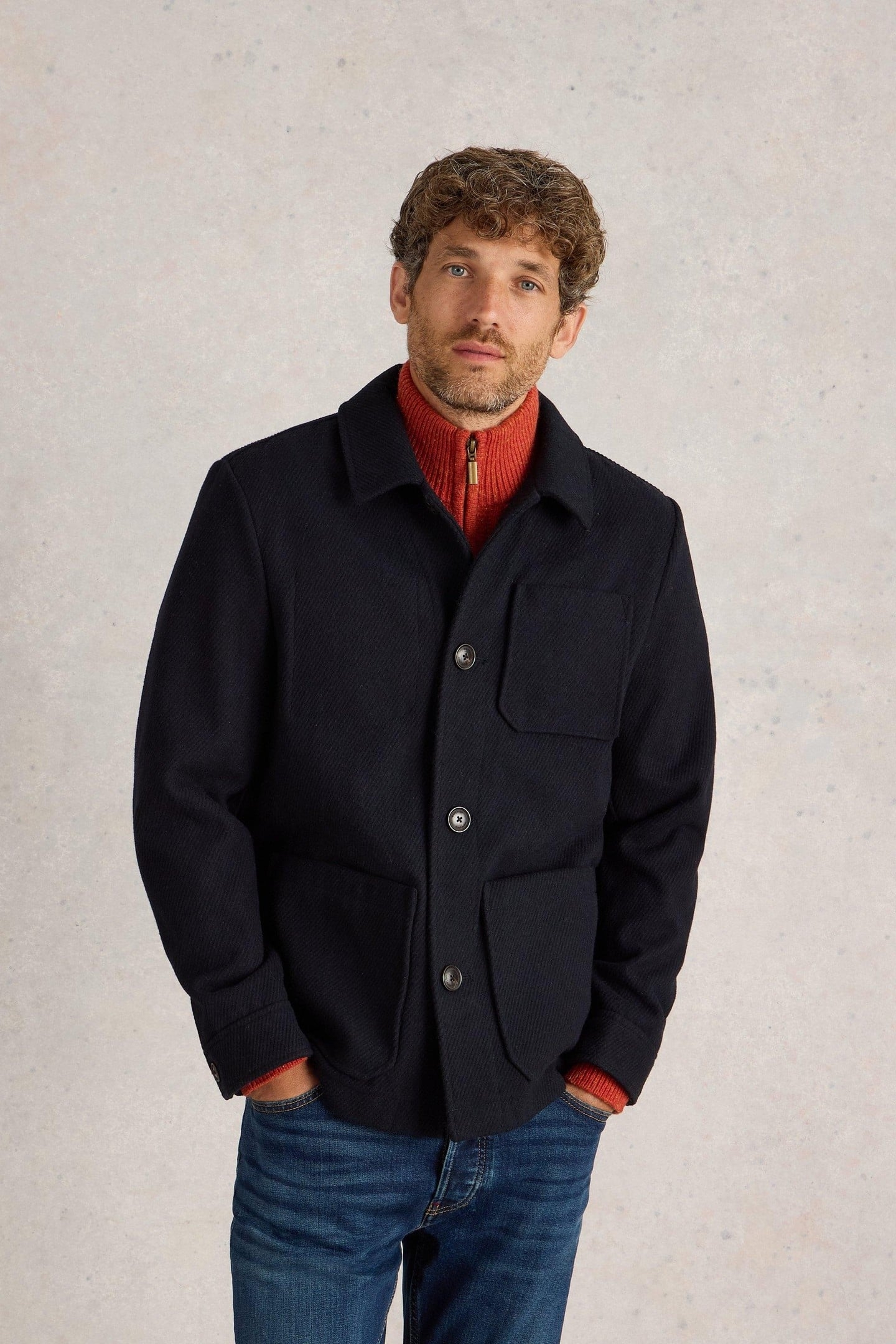 WOOL CHORE JACKET DARK NAVY 1