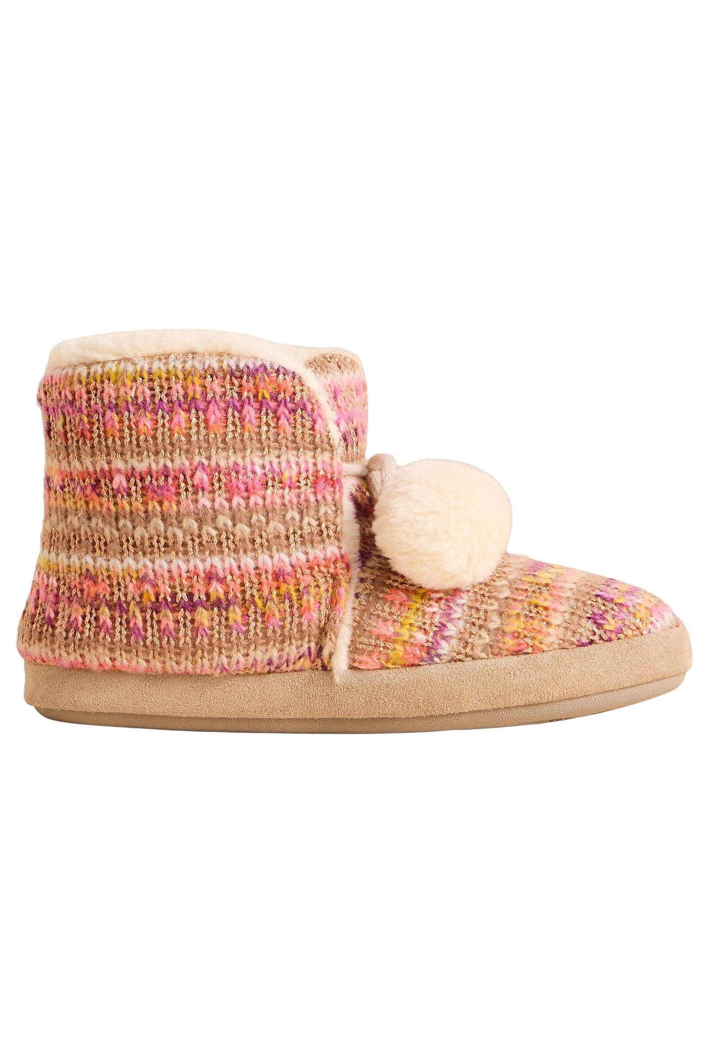 KNITTED BOOTIE SLIPPER NATURAL MULTI 1