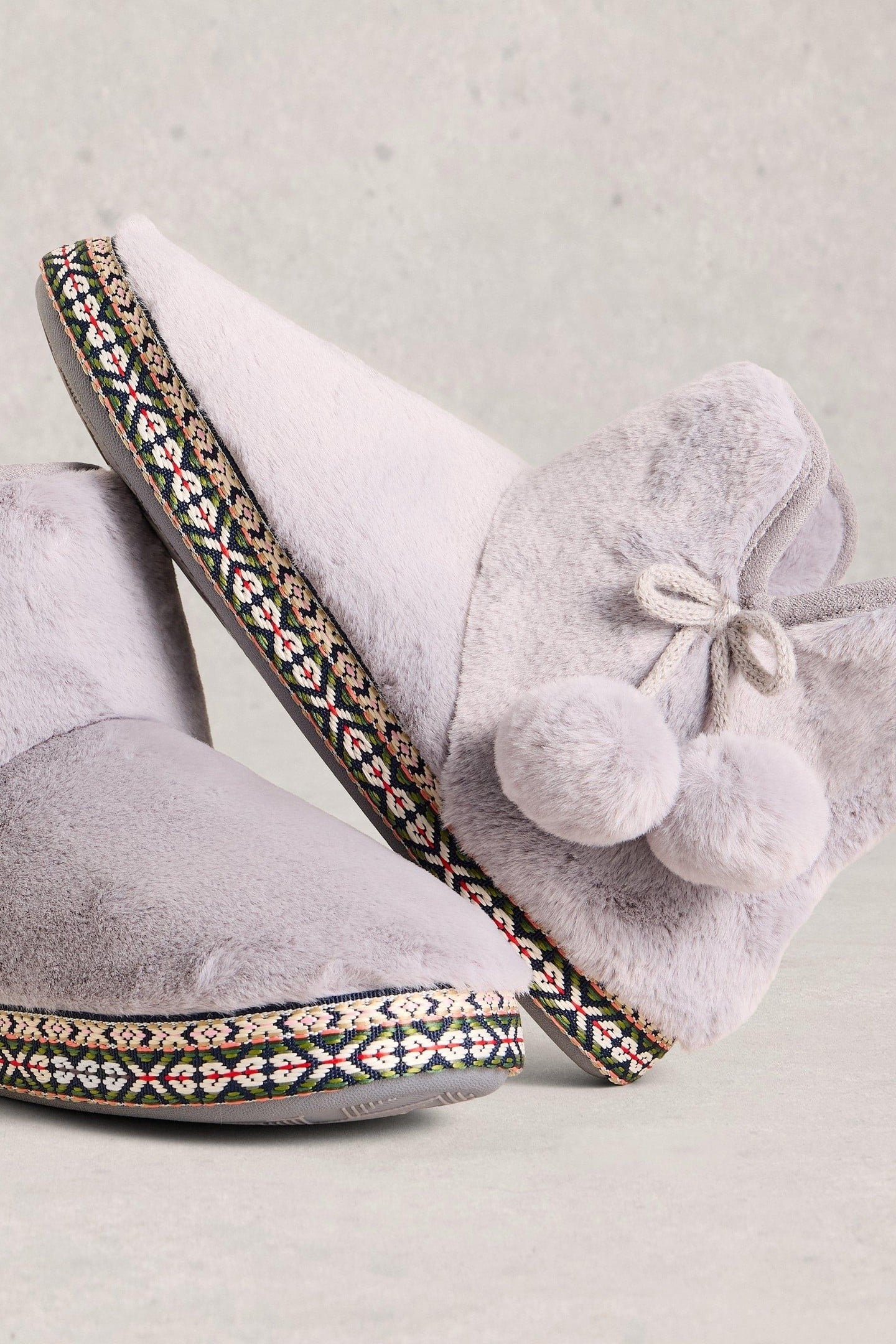 FAUX FUR BOOTIE SLIPPER MID GREY 2