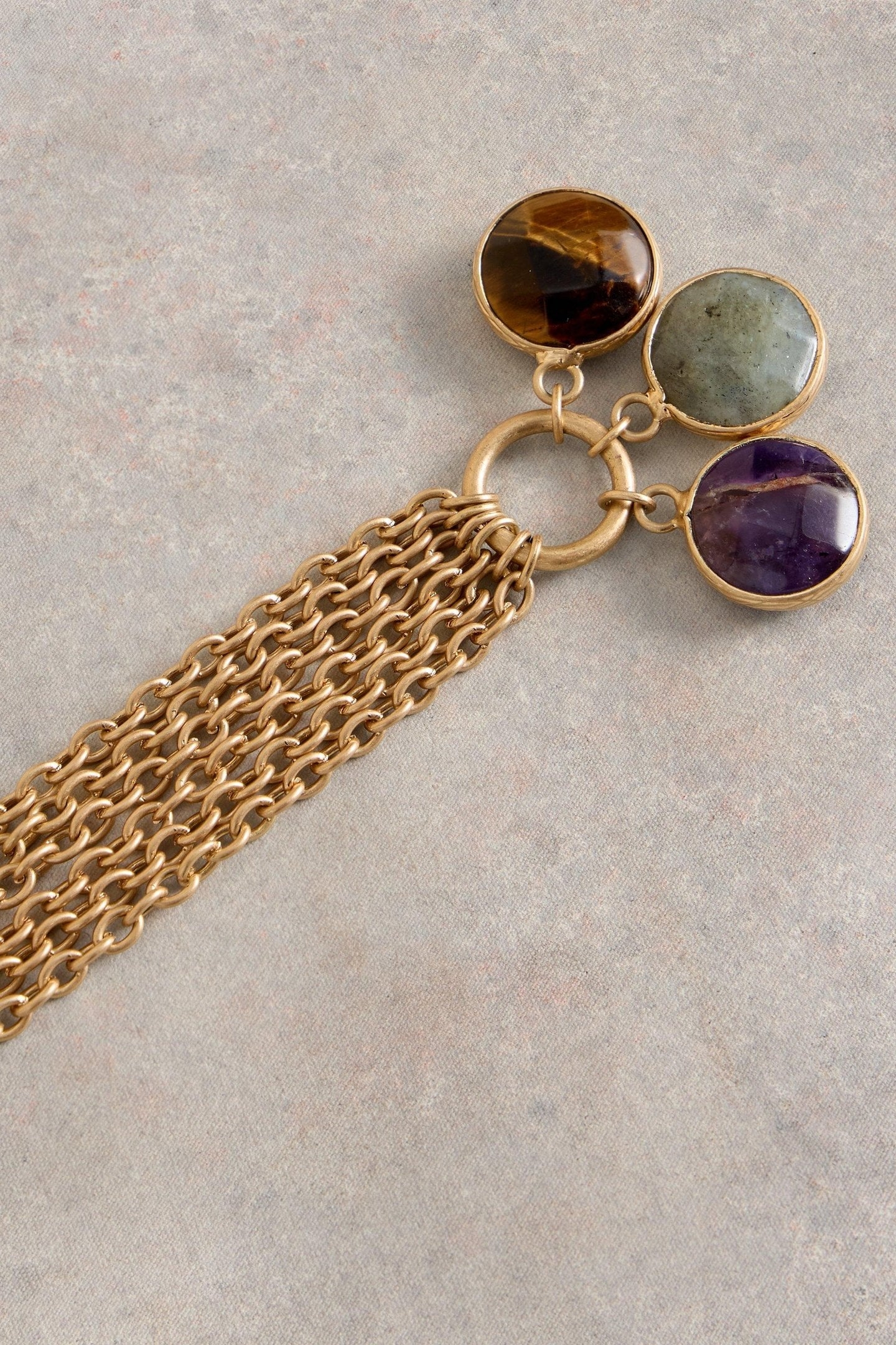 IRIS DROP STONE NECKLACE GOLD TONE METALLIC 1