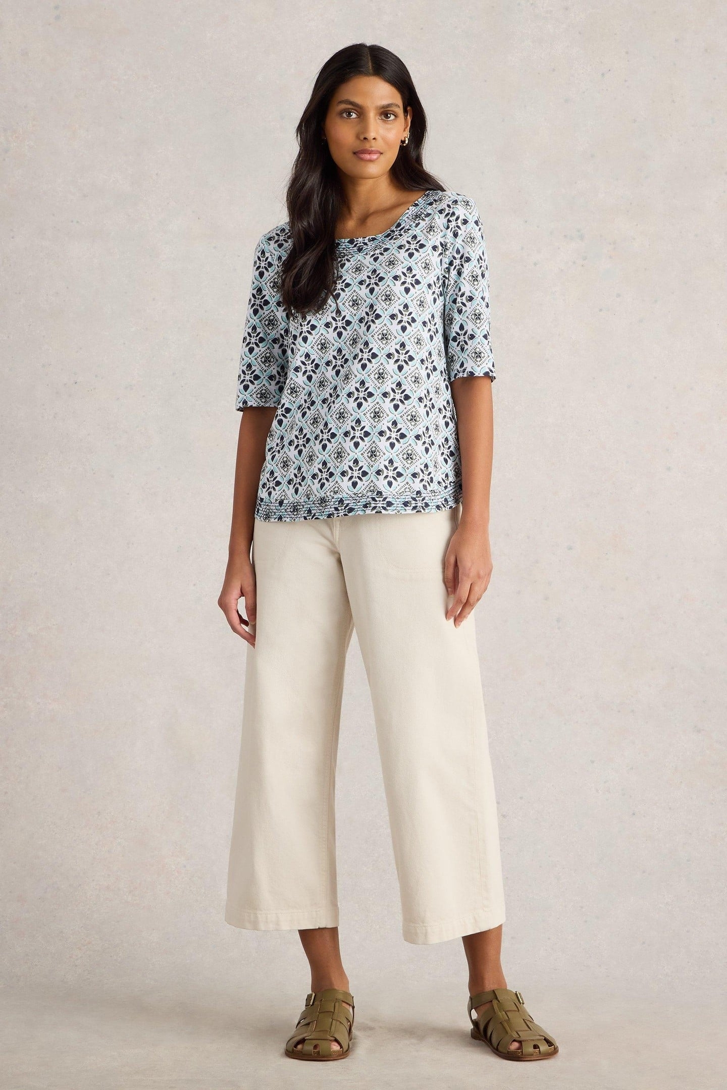 WEAVER JERSEY TEE WHITE PRINT 1