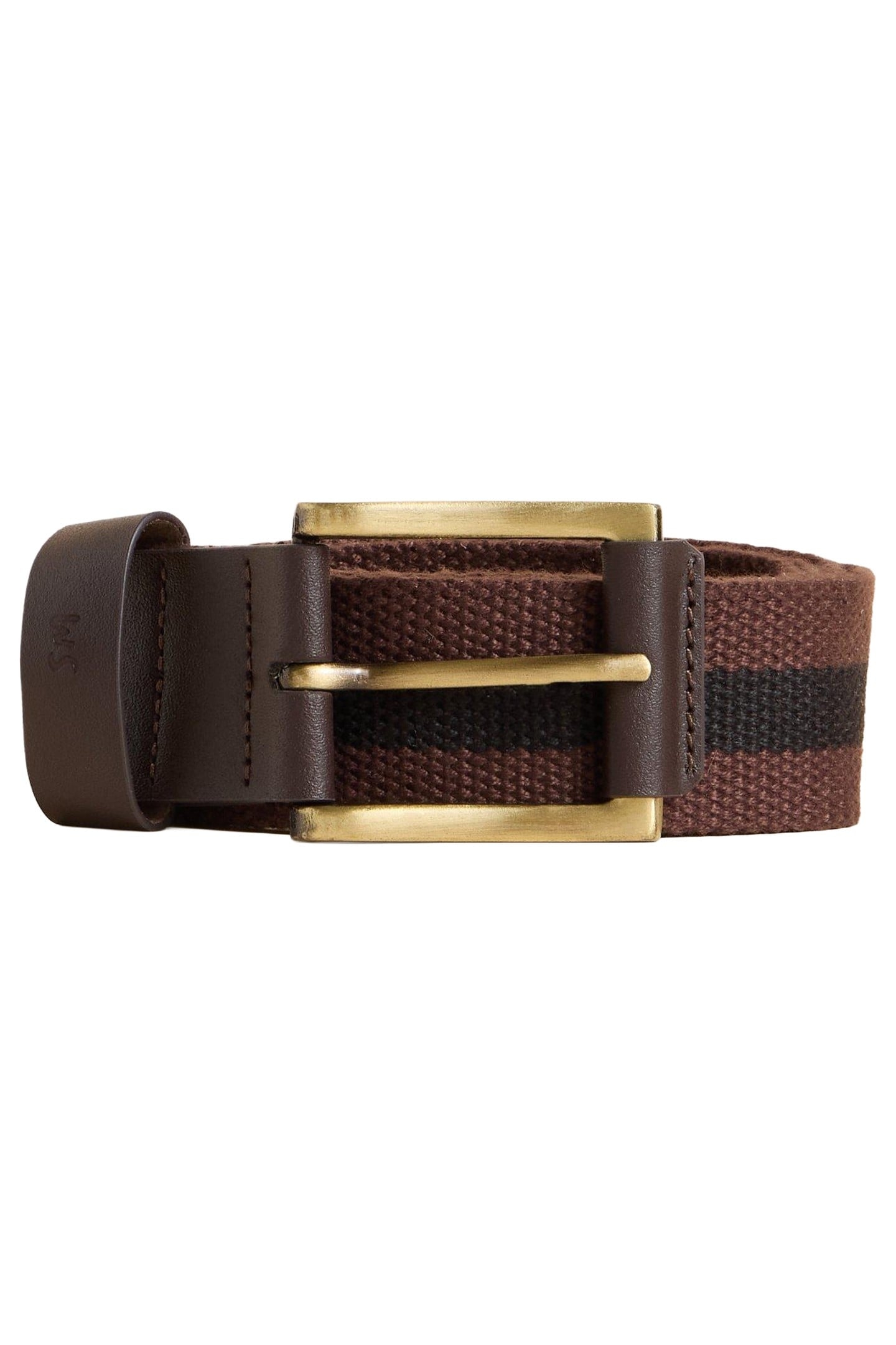 STRIPED WEBBING BELT DARK BROWN 2