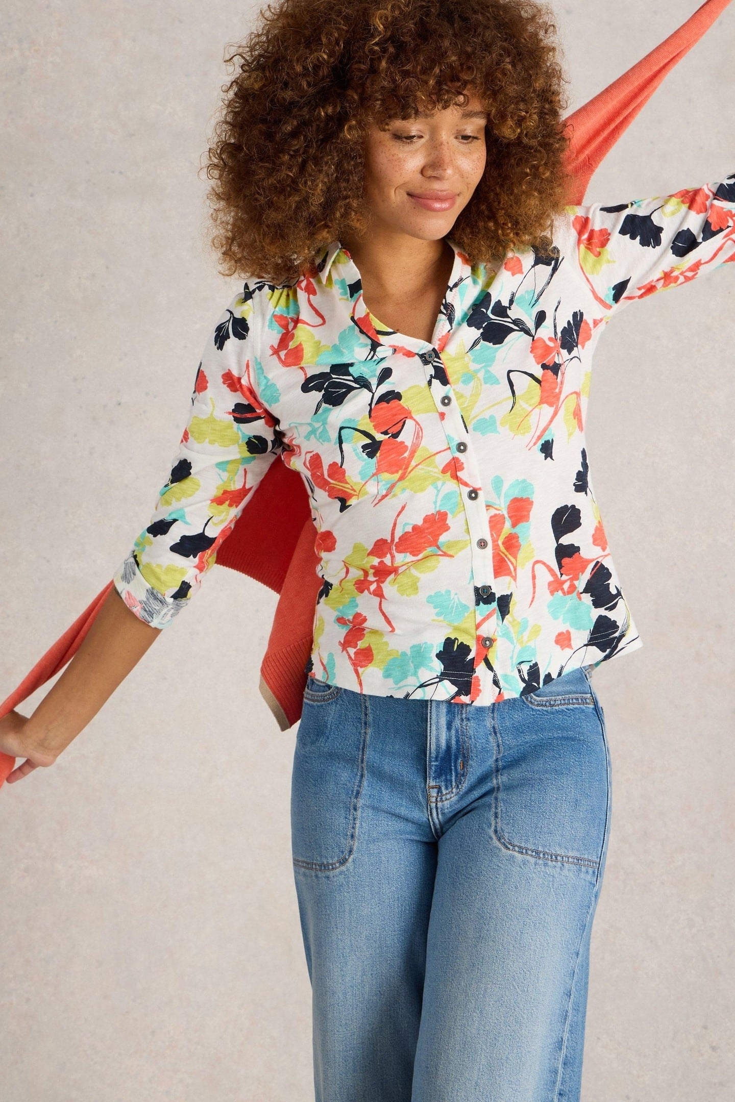 ANNIE JERSEY SHIRT IVORY PRINT 1