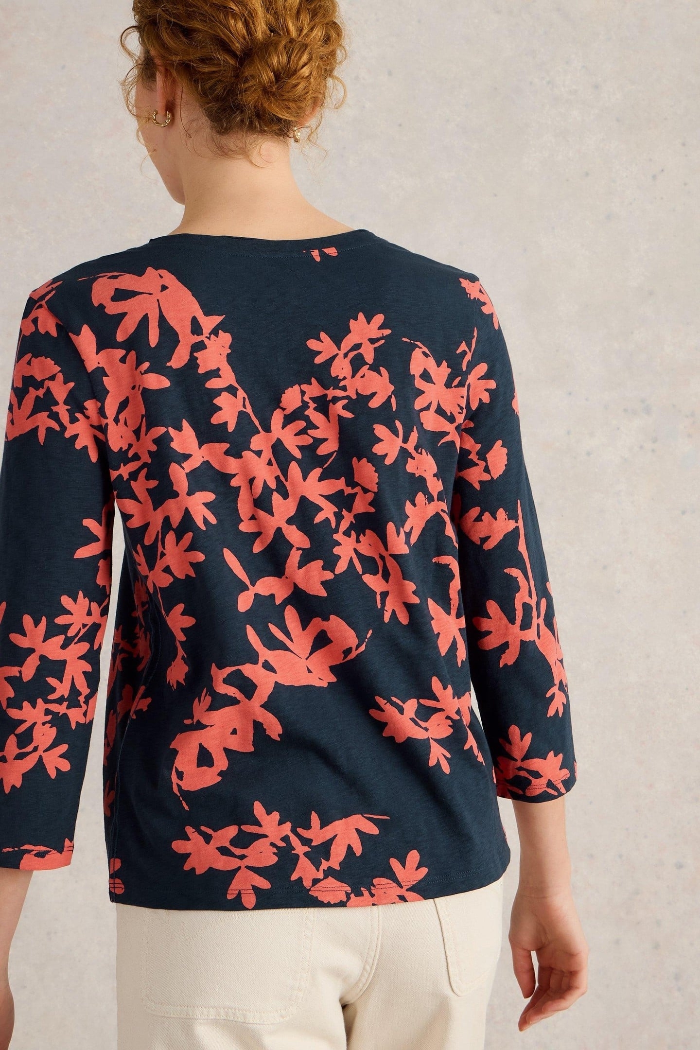 NADIA 3/4 SLEEVE TEE BLUE PRINT 2