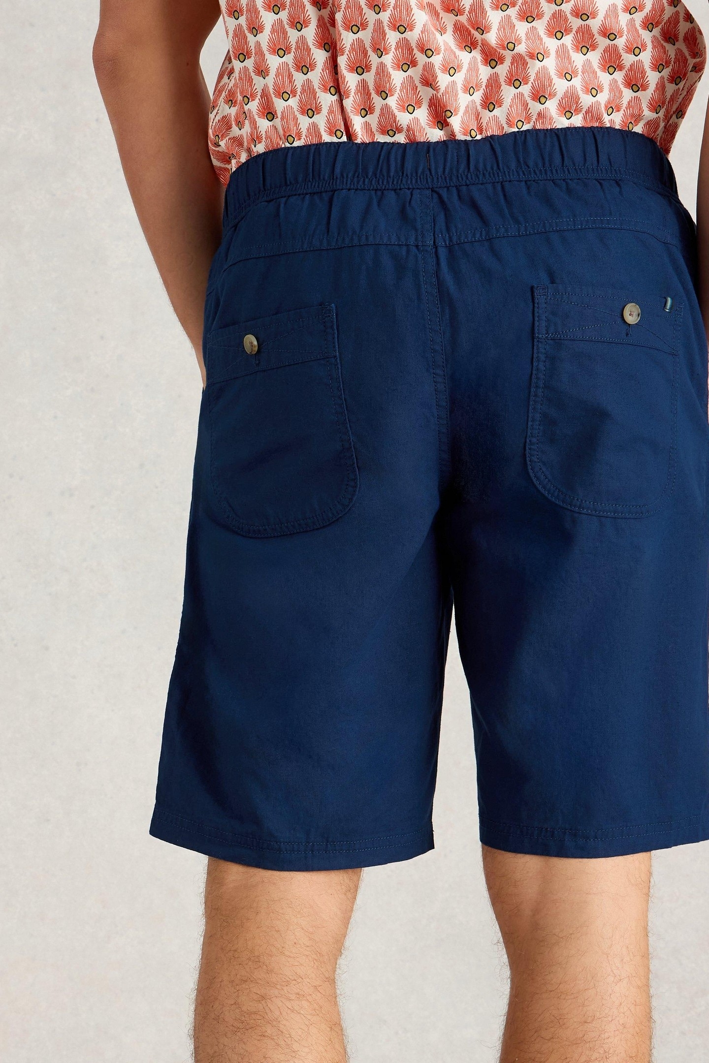 DRAWSTRING LINEN BLEND SHORT DARK NAVY 2