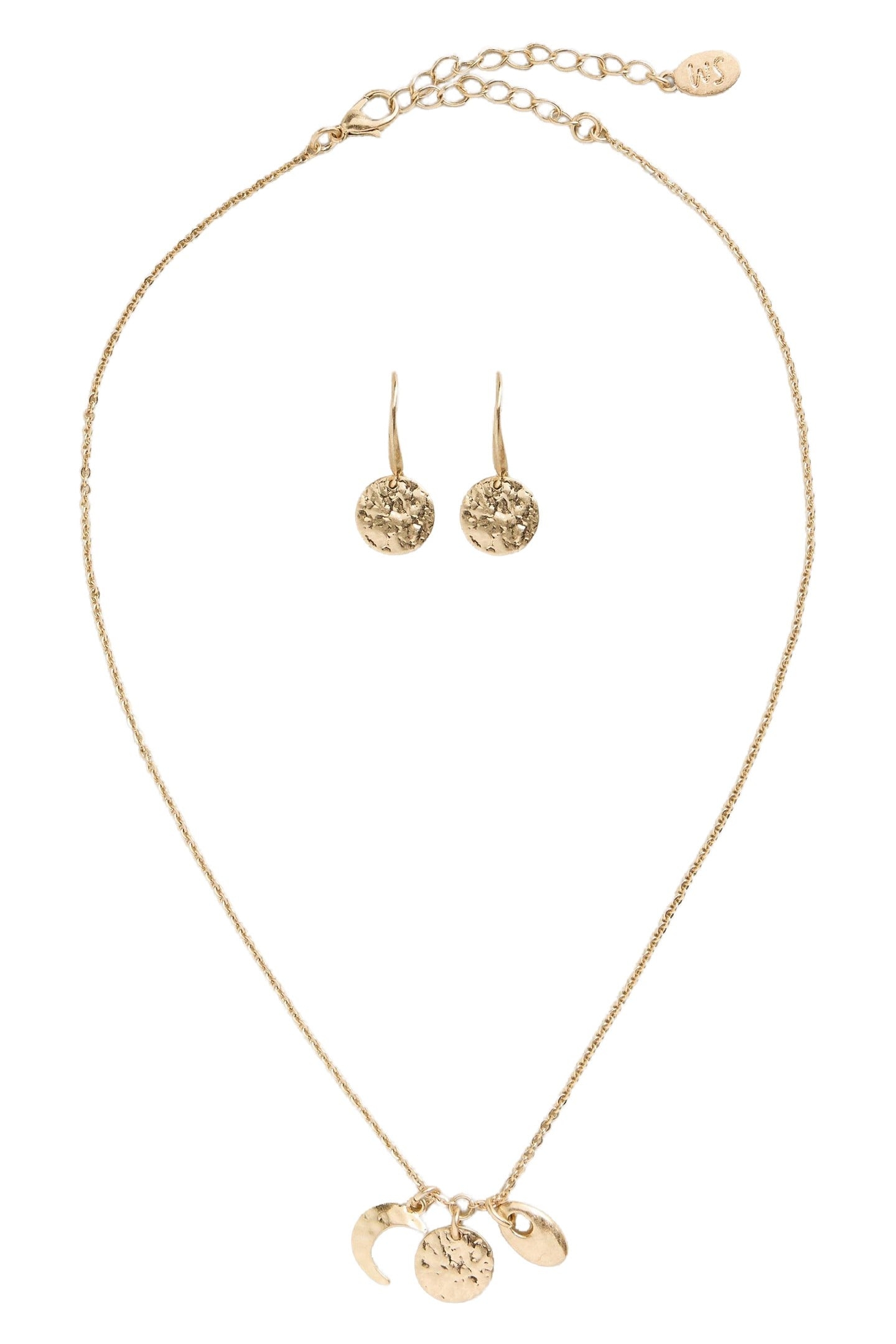 LUNA EARRING & NECKLACE SET GOLD TONE METALLIC 3