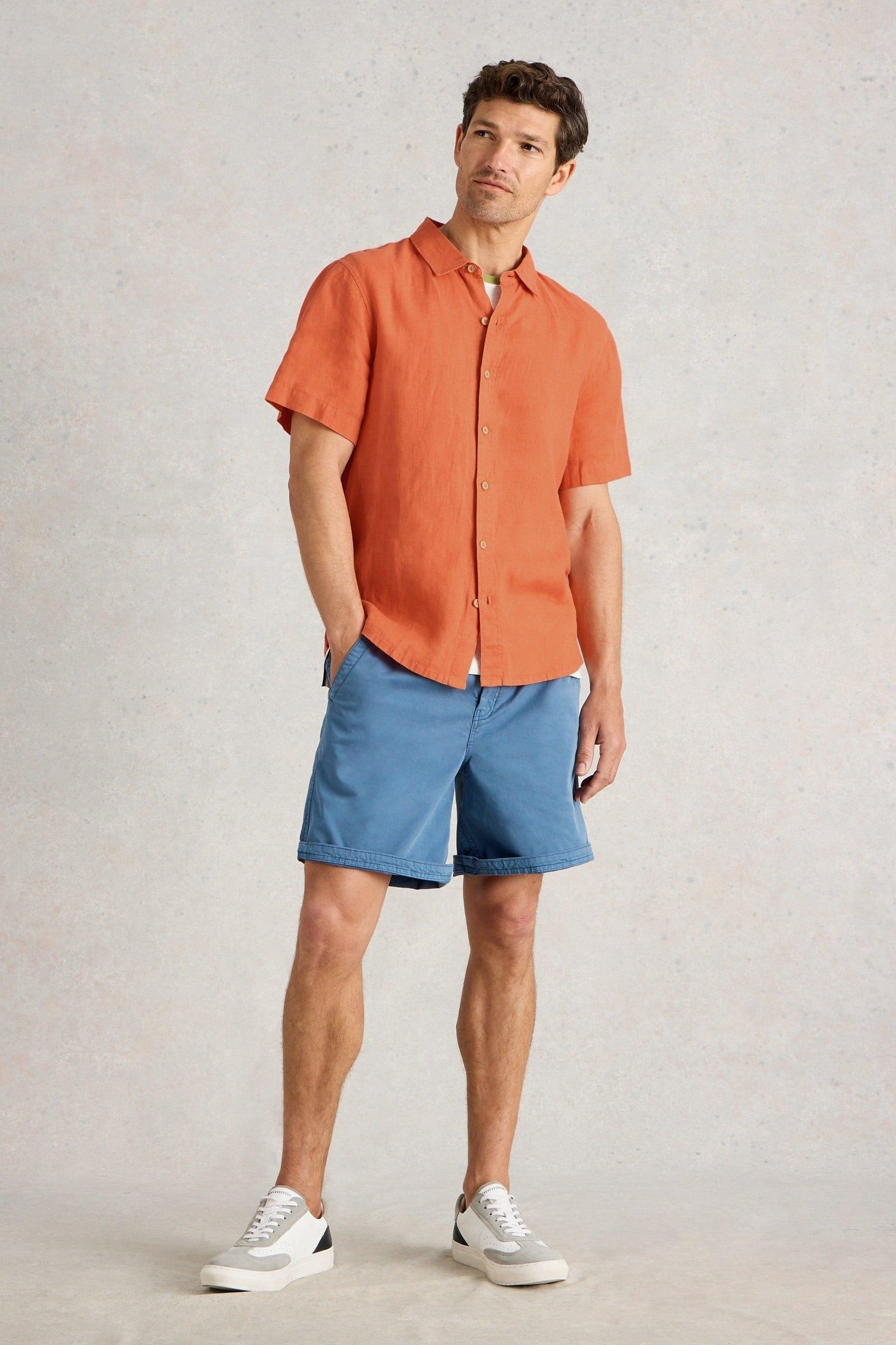 KESWICK SS LINEN SHIRT DARK ORANGE 1