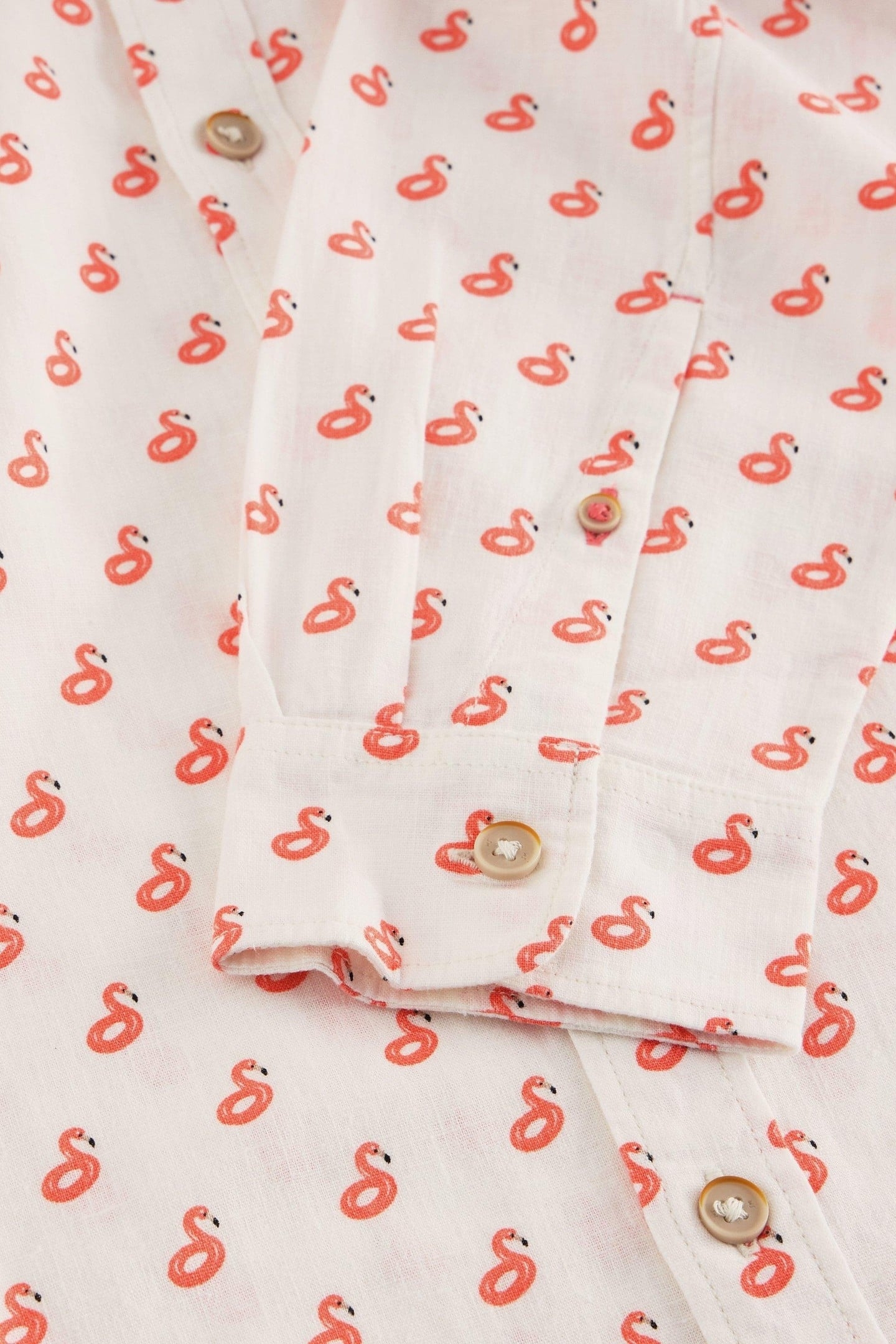 FLAMINGO PRINT LINEN SHIRT WHITE PRINT 4