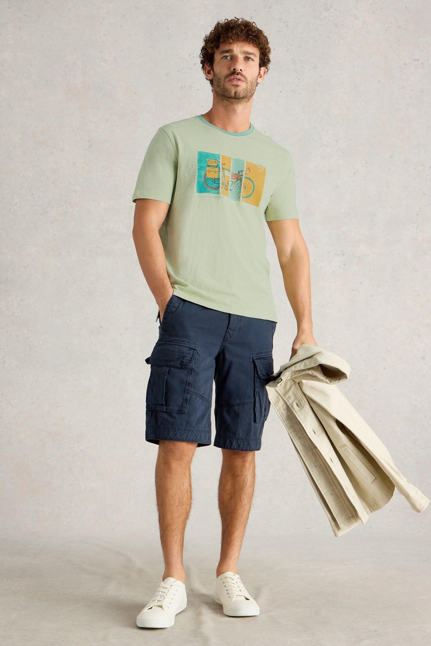 ABERSOCH BIKE GRAPHIC TEE GREEN PRINT 2