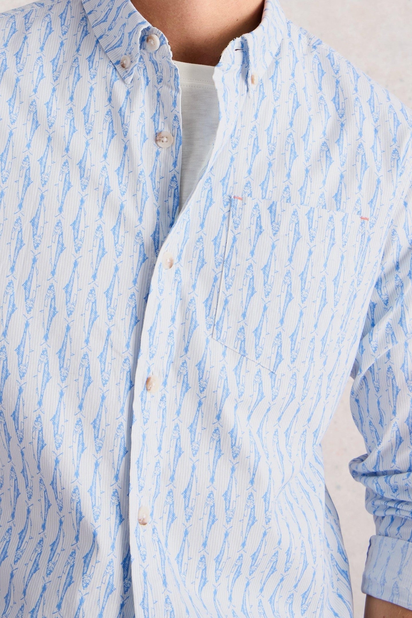 SALCOMBE FISH STRIPE SHIRT BLUE PRINT 5