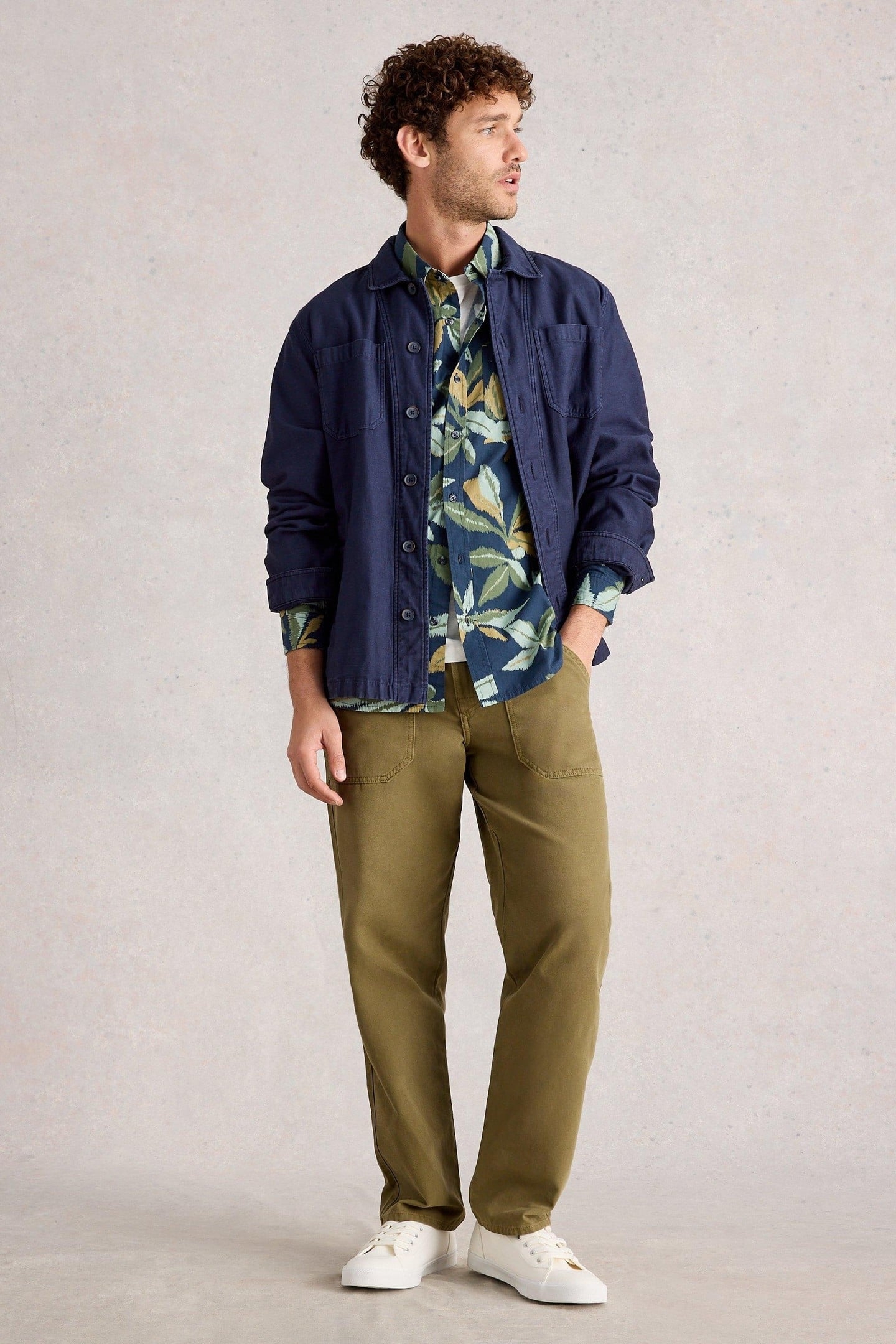 FINSBURY LEAF PRINT SHIRT NAVY MULTI 1