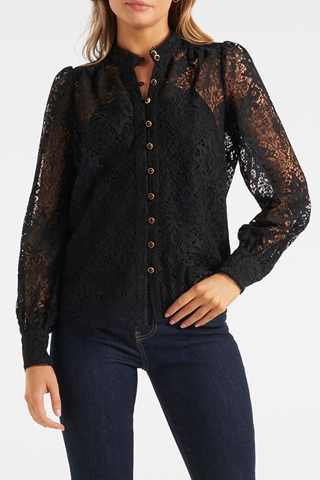 RUTH BUTTON DOWN LACE BLOUSE BLACK 1