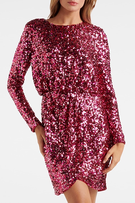 JUNIPER SEQUIN WRAP MINI DRESS HOT PINK 1