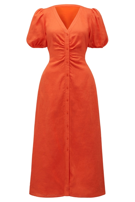 ARABELLA PUFF SLEEVE SHIRT DRESS ATOMIC ORANGE 5