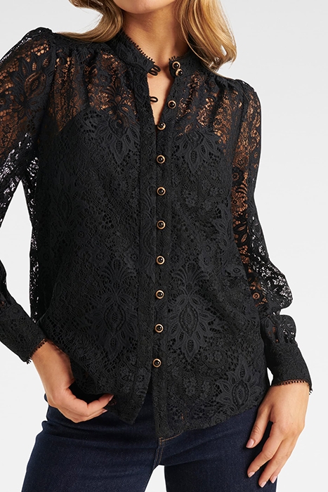 RUTH BUTTON DOWN LACE BLOUSE BLACK 5