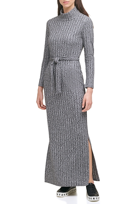 L/S TURTLENECK MIDI DRESS W/ BELT HTHR GREY 1